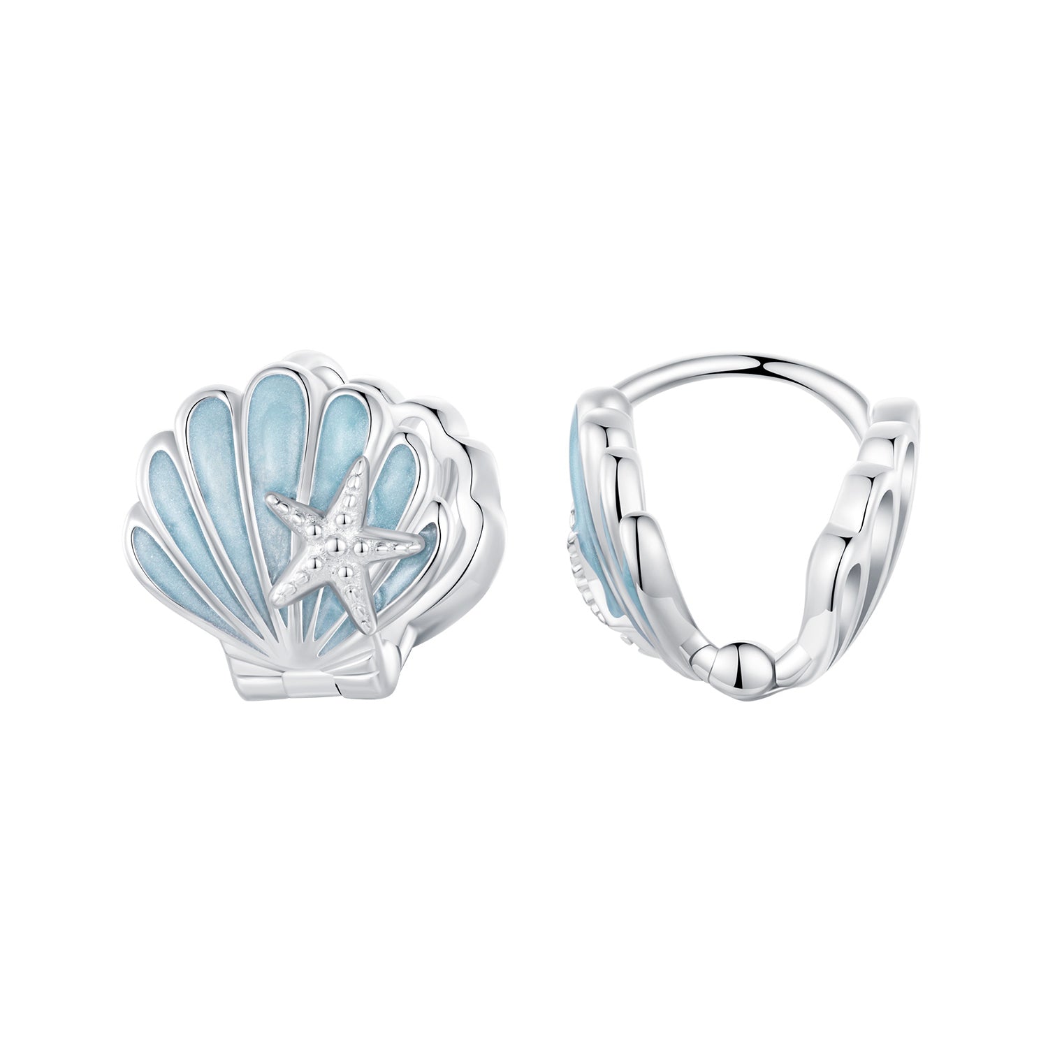 925 Sterling Silver White Gold Plated Enamel Earrings for Women 11x11mm DestGlow