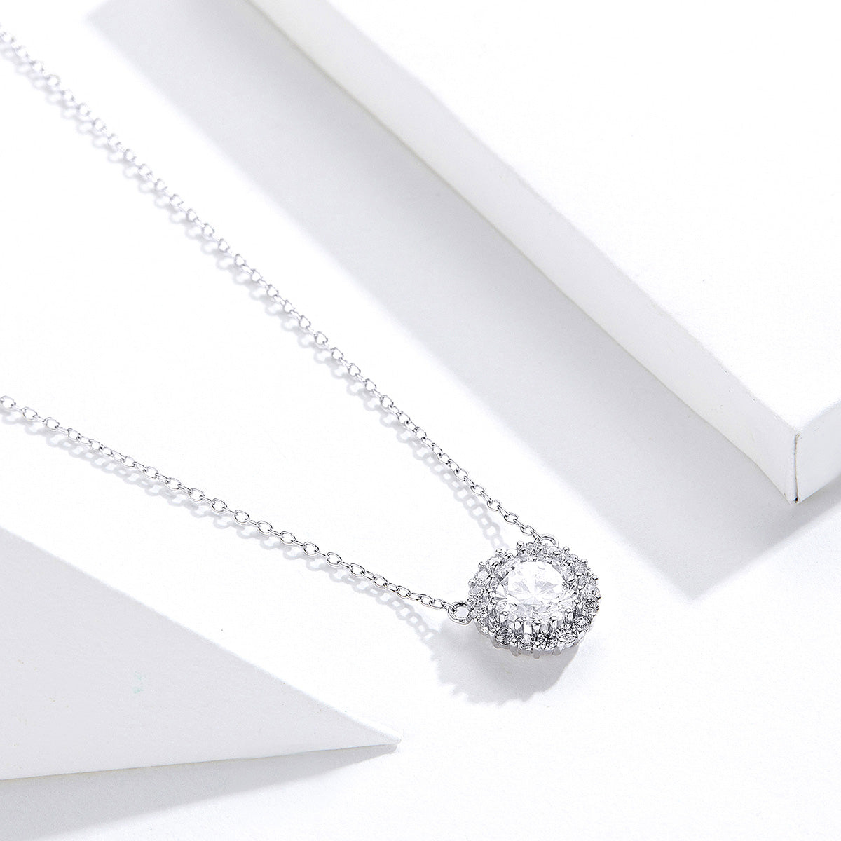 925 Sterling Silver Plated Platinum 49cm Pavé Setting CZ Necklace for Women DestGlow