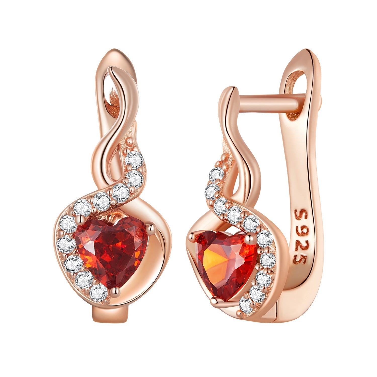 925 Sterling Silver Rose Gold Plated Earrings with CZ in Pavé Setting DestGlow