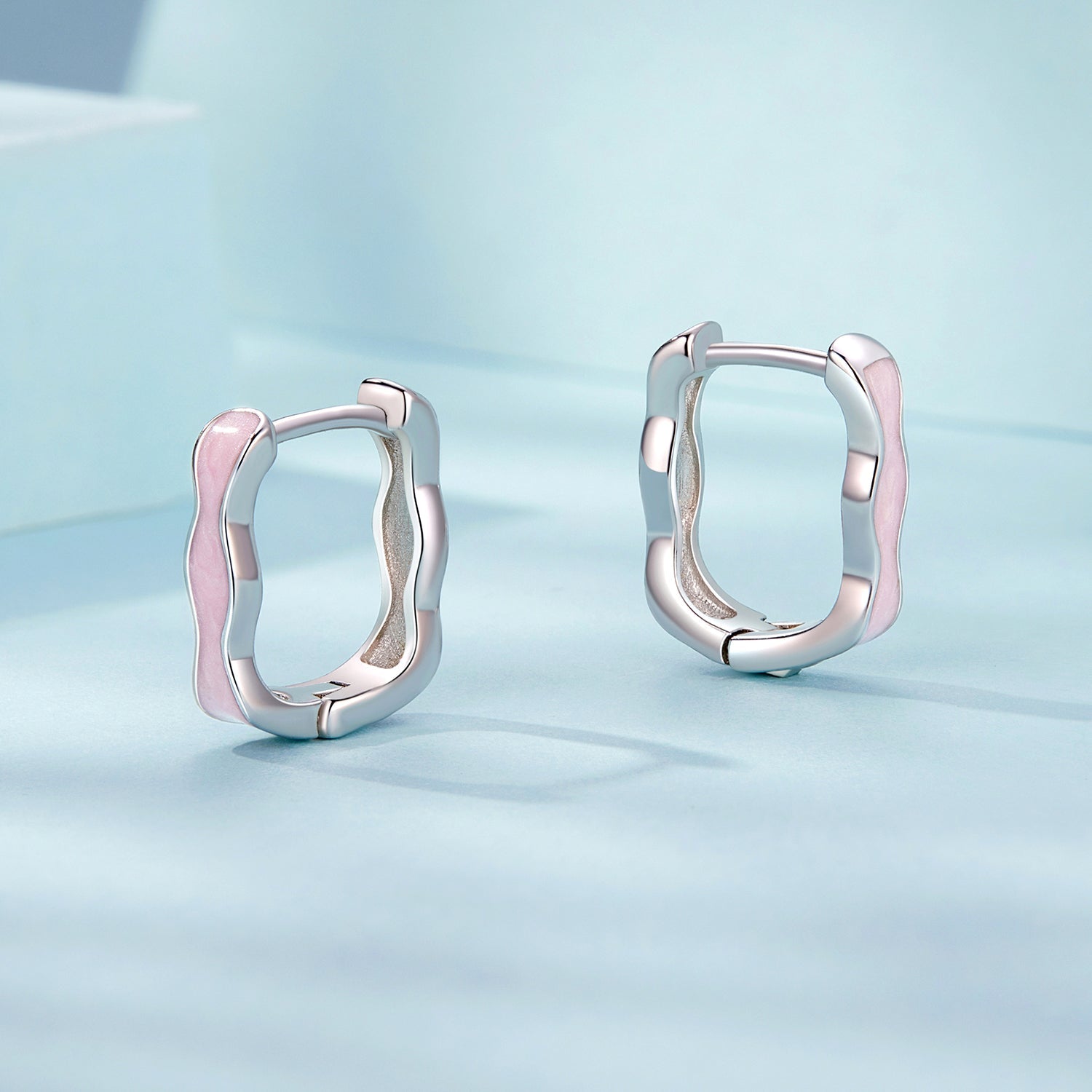 925 Sterling Silver Earrings with Enamel in White Gold Finish - 13*3mm for Women DestGlow