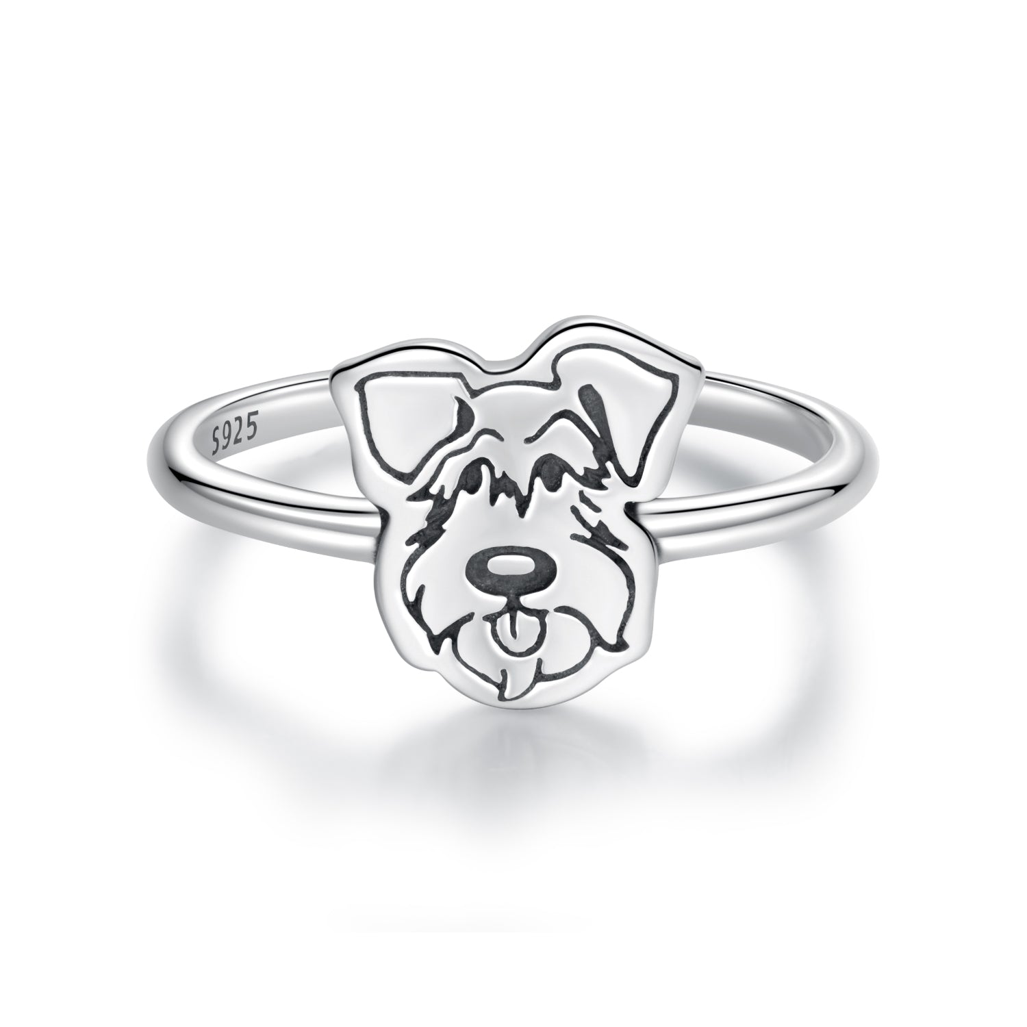 925 Sterling Silver Oxidized Silver Dog Ring for Women DestGlow