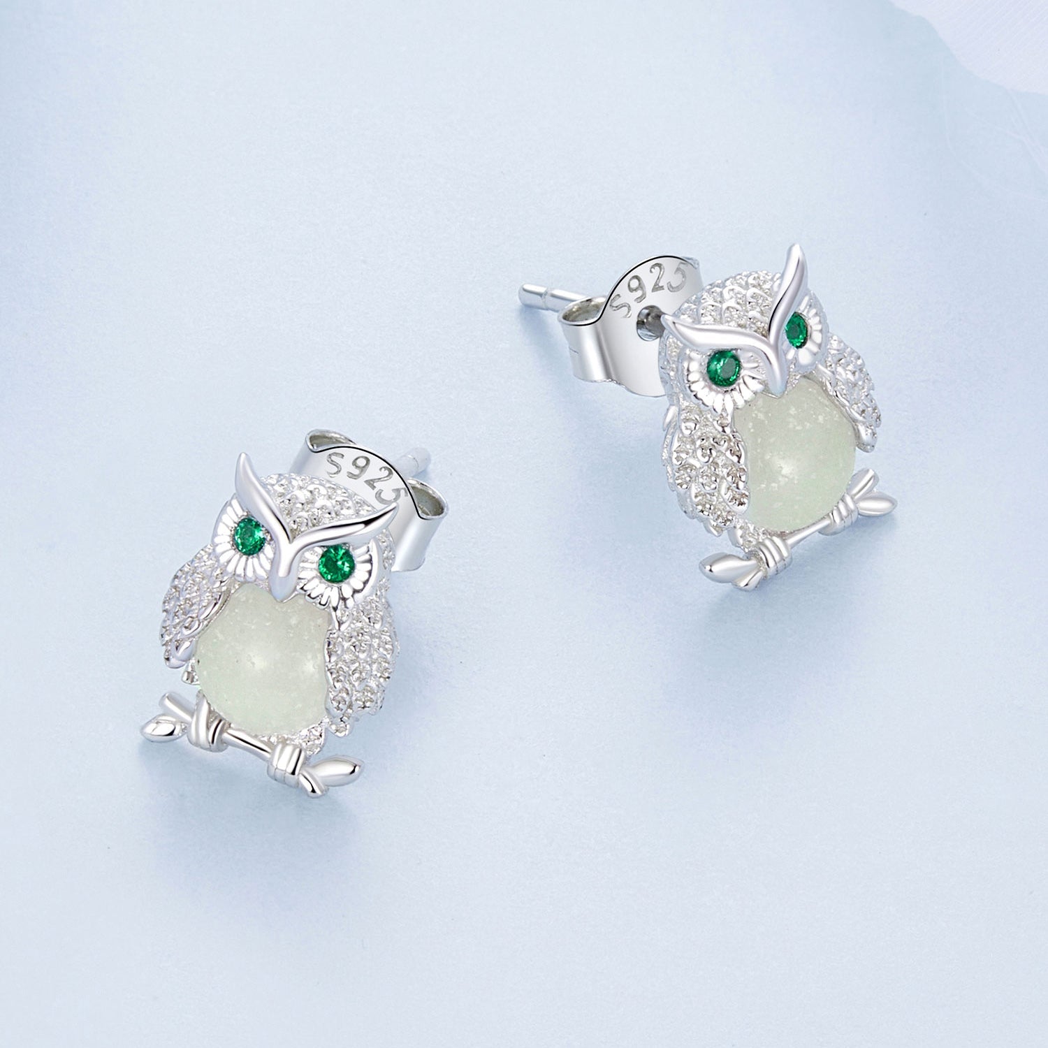 925 Sterling Silver Plated Platinum Luminous Stone Earrings 10*8mm for Women DestGlow