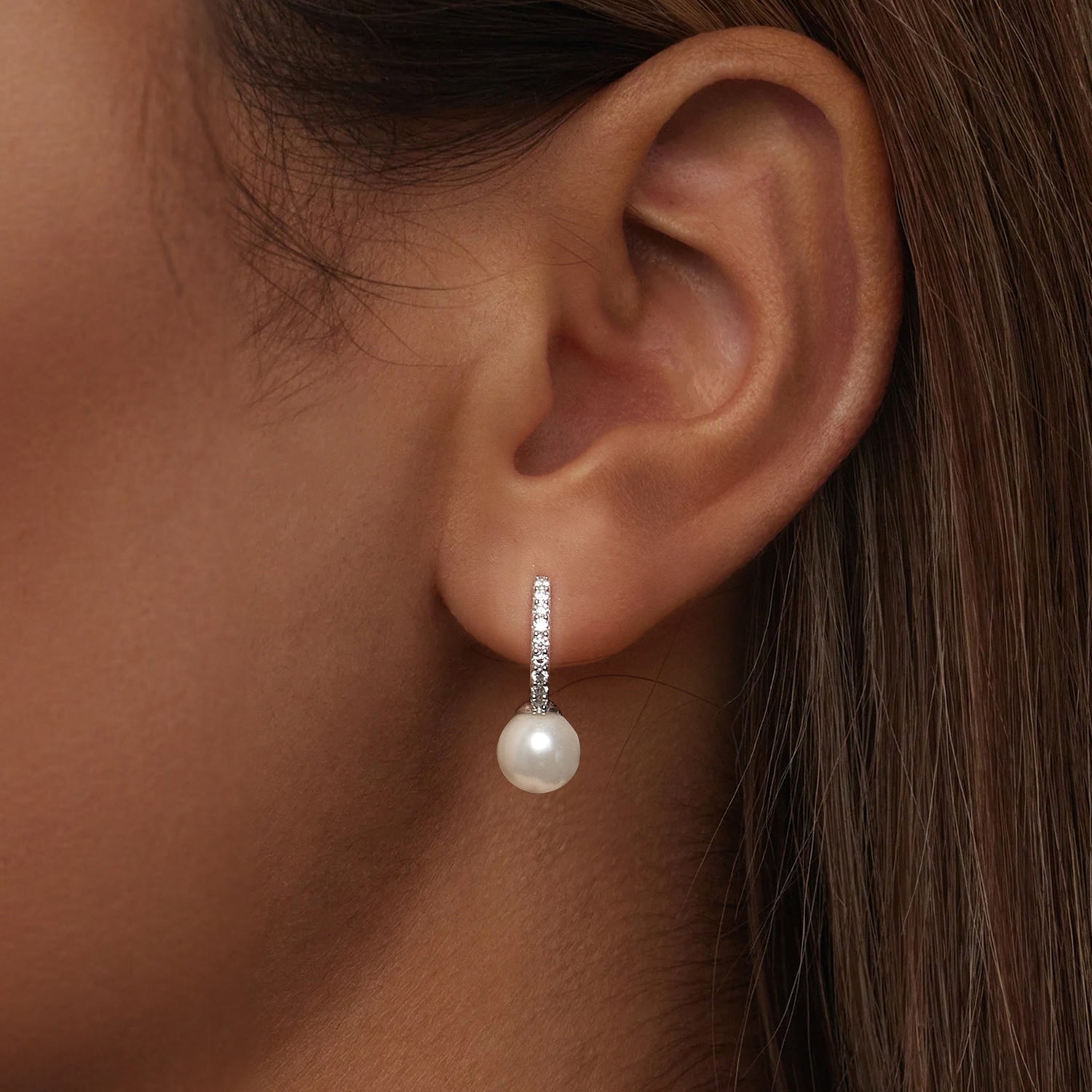 925 Sterling Silver Moissanite 0.15 Carat Earrings with Quality Shell Pearl for Women DestGlow