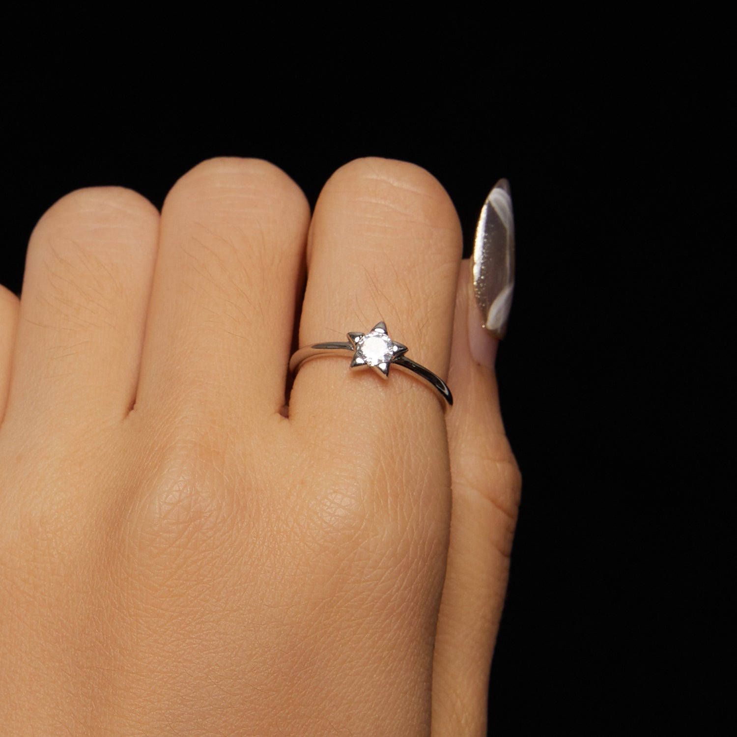 925 Sterling Silver 0.30 Carat Moissanite Ring Size 8 DestGlow