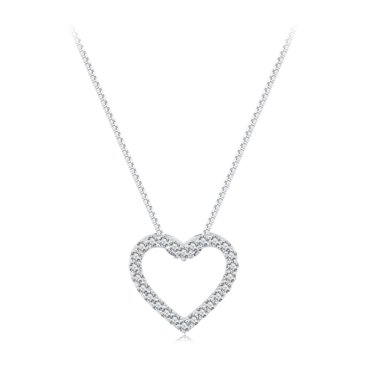 S925 Sterling Silver Necklace with Moissanite, 400mm + 50mm, Platinum Plated, Women DestGlow