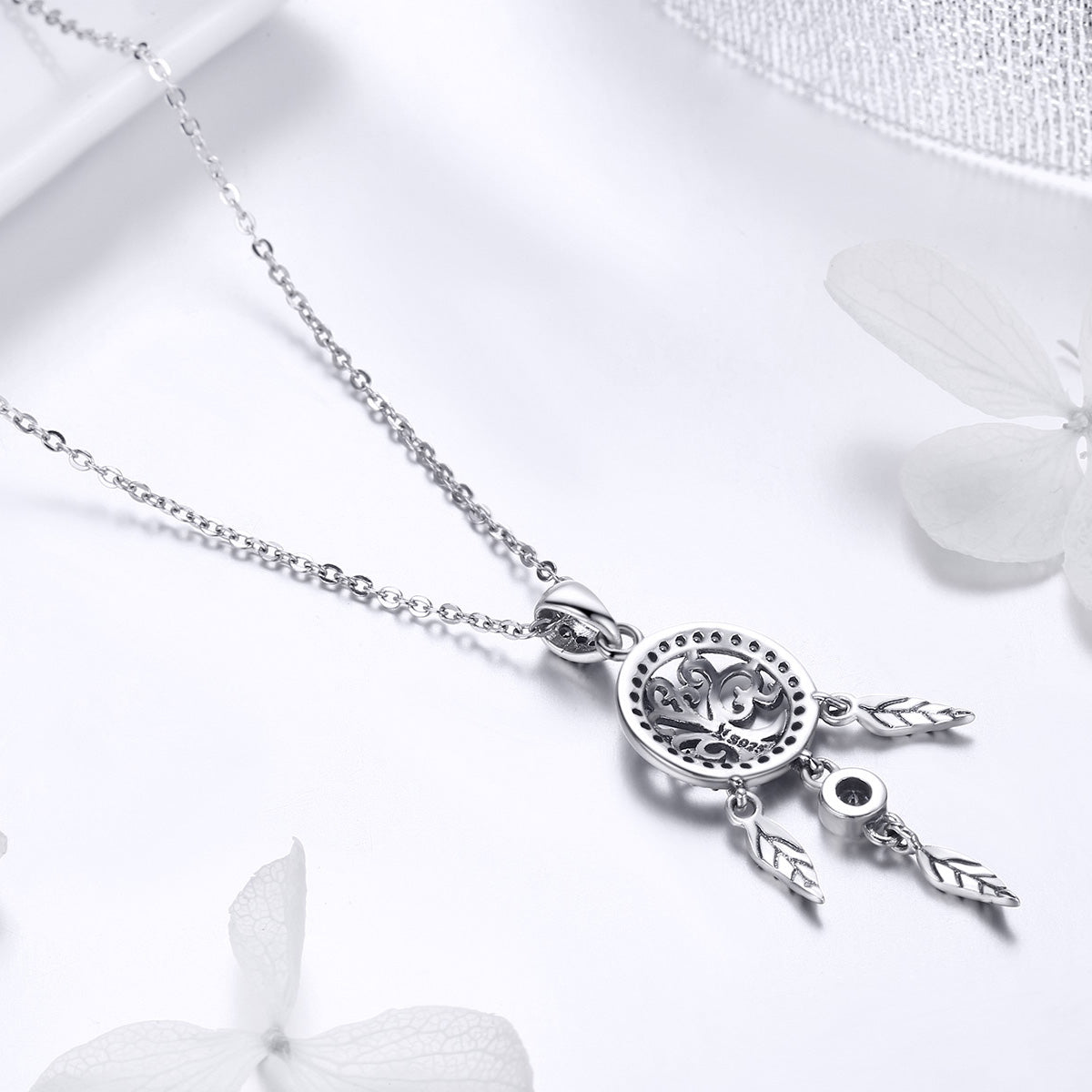 925 Sterling Silver Necklace 36-45cm with Pendant for Women DestGlow