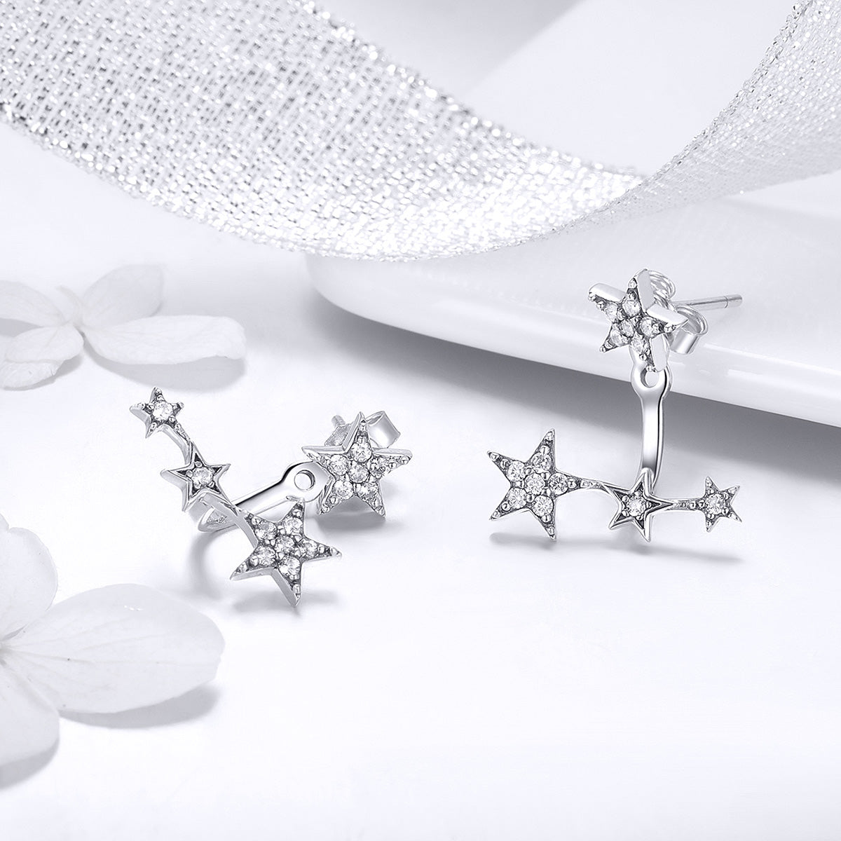 925 Sterling Silver Pavé Setting Earrings for Women DestGlow