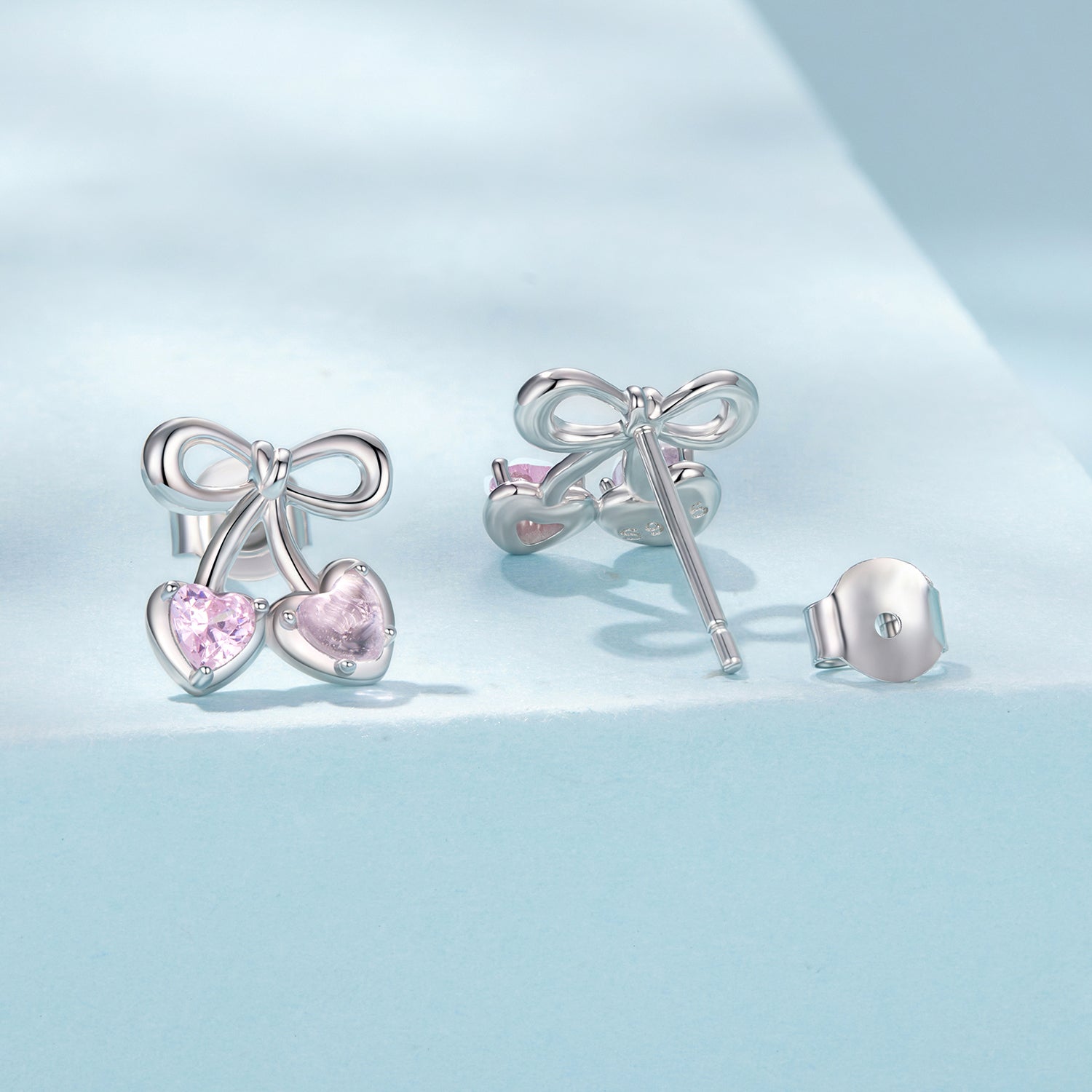 925 Sterling Silver Earrings with Pavé Setting CZ and Transparent Glass for Women DestGlow