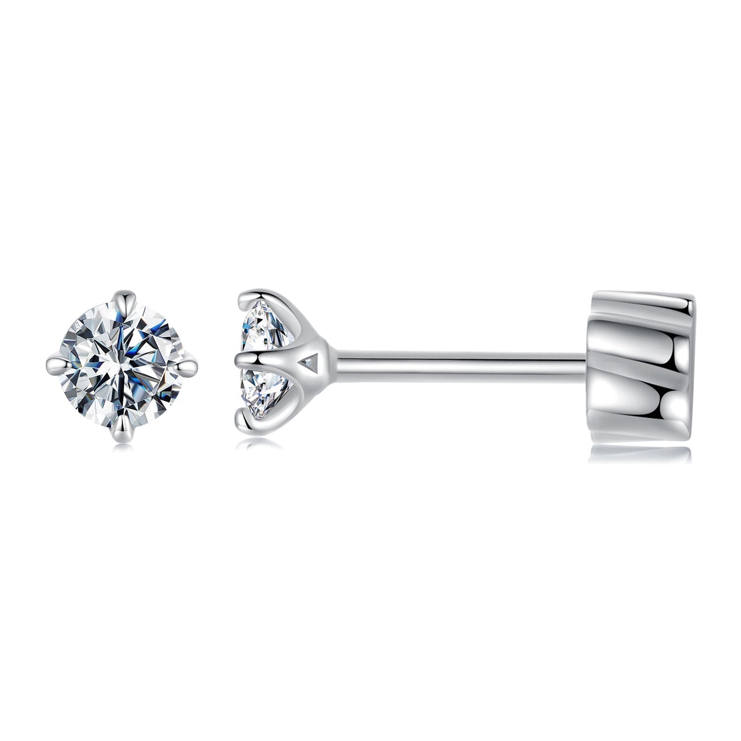 925 Sterling Silver Moissanite Stud Earrings for Women - 0.5ct, 0.6cm Size, White Gold Plated DestGlow