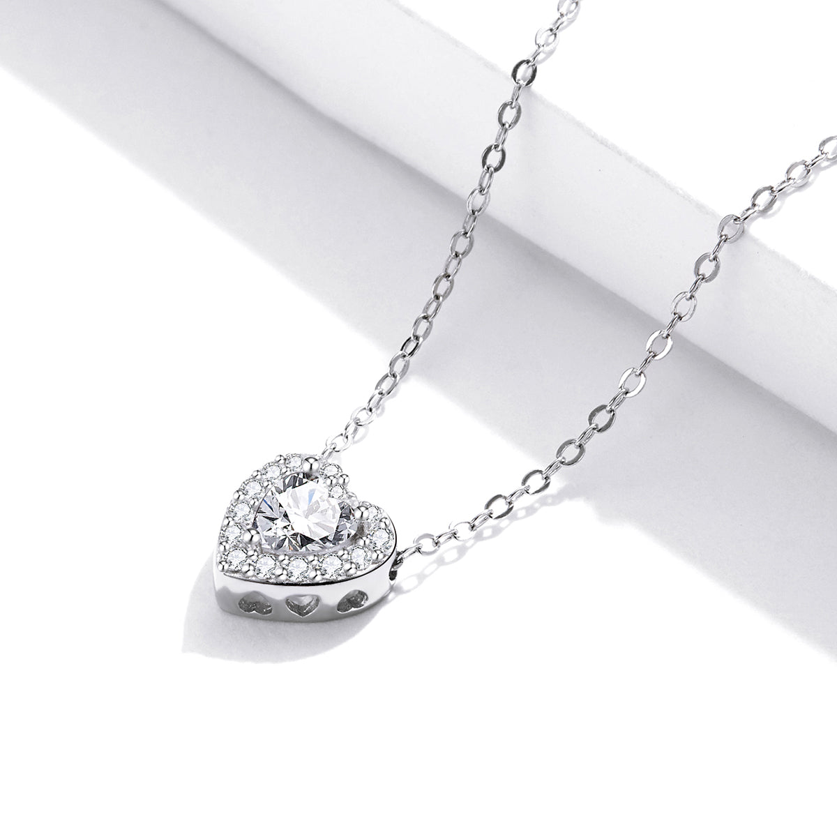 925 Sterling Silver Adjustable Cubic Zirconia Pendant Necklace for Women DestGlow