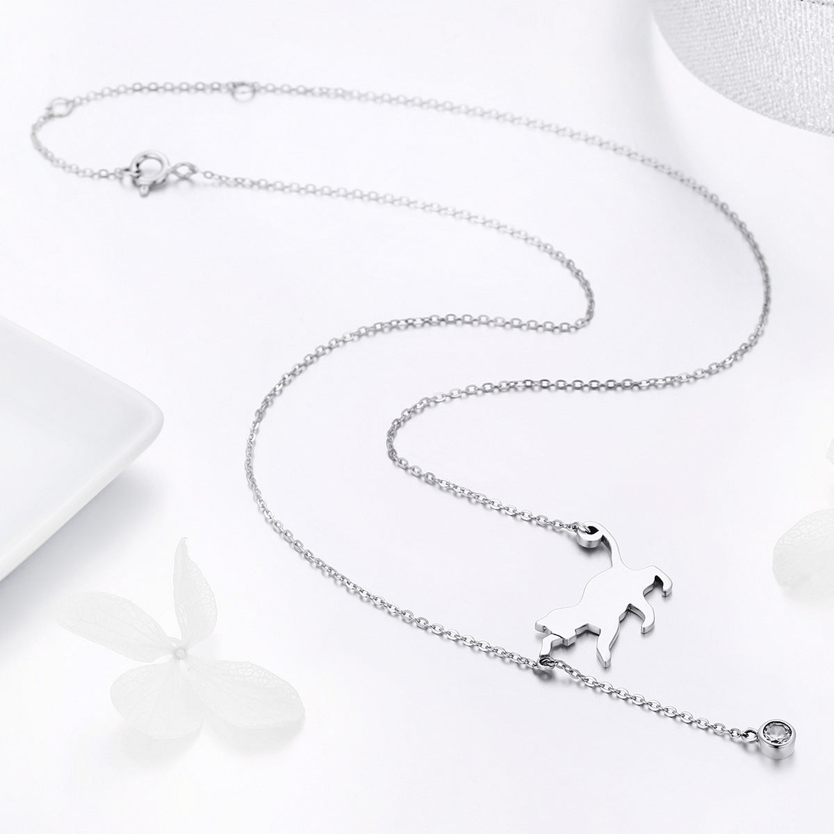 925 Sterling Silver Necklace 38-45cm with 1.4*2.5cm Pendant for Women DestGlow