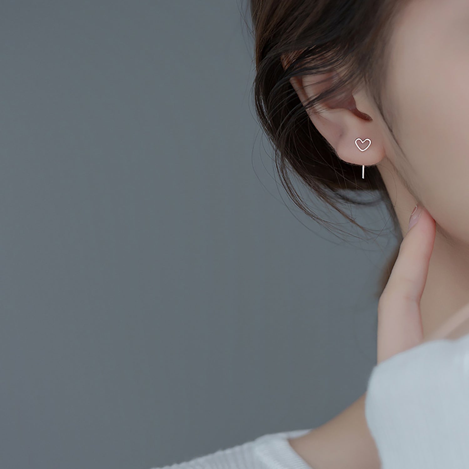 925 Sterling Silver Plated Platinum Earrings Love Size 0.4cm x 0.6cm for Women DestGlow