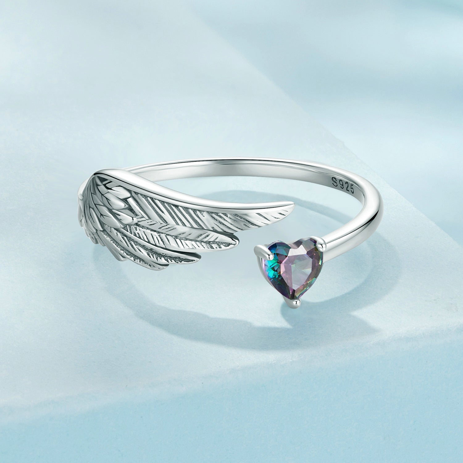 925 Sterling Silver Transparent Glass Ring for Women DestGlow