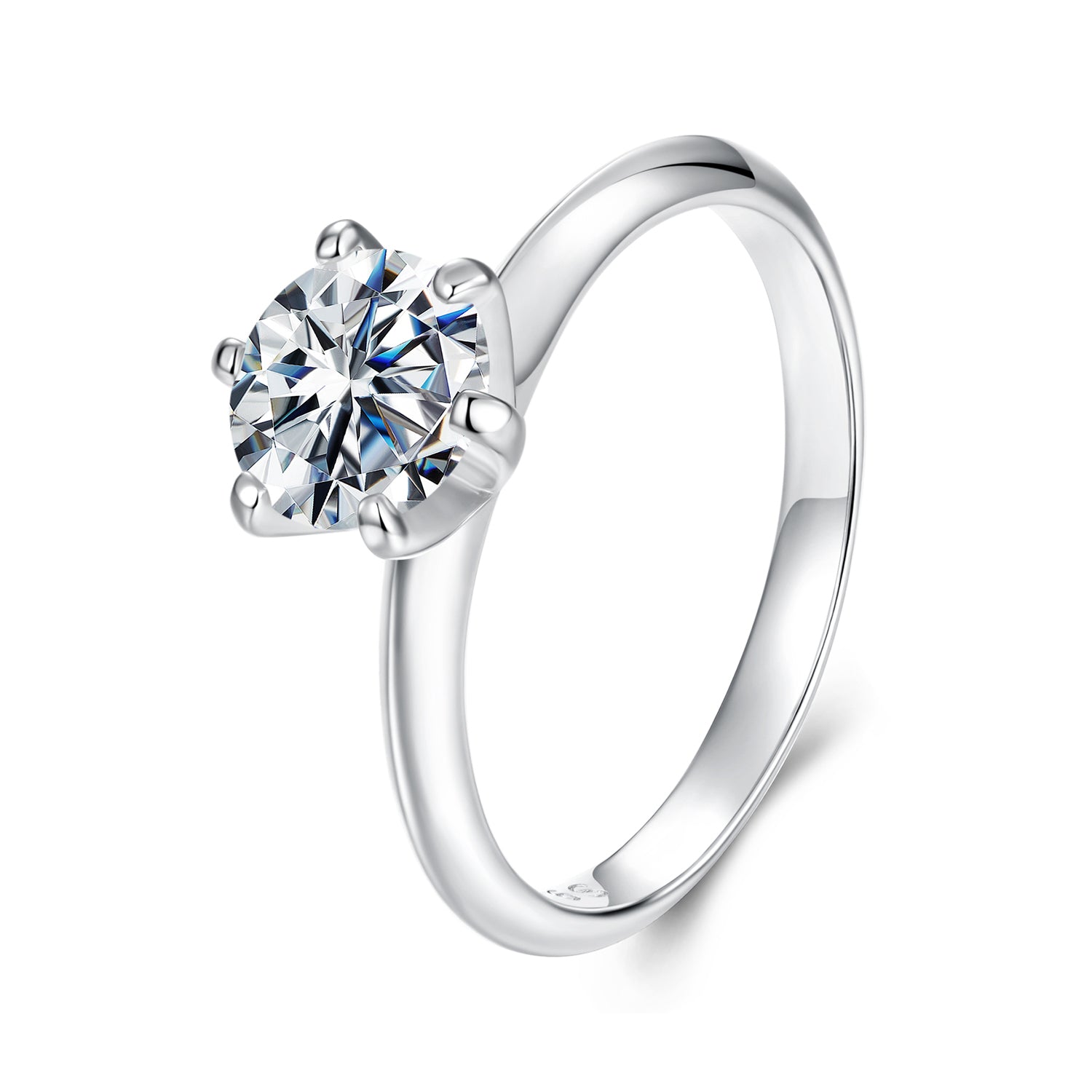 925 Sterling Silver Moissanite 1 Carat Ring Size 6 DestGlow