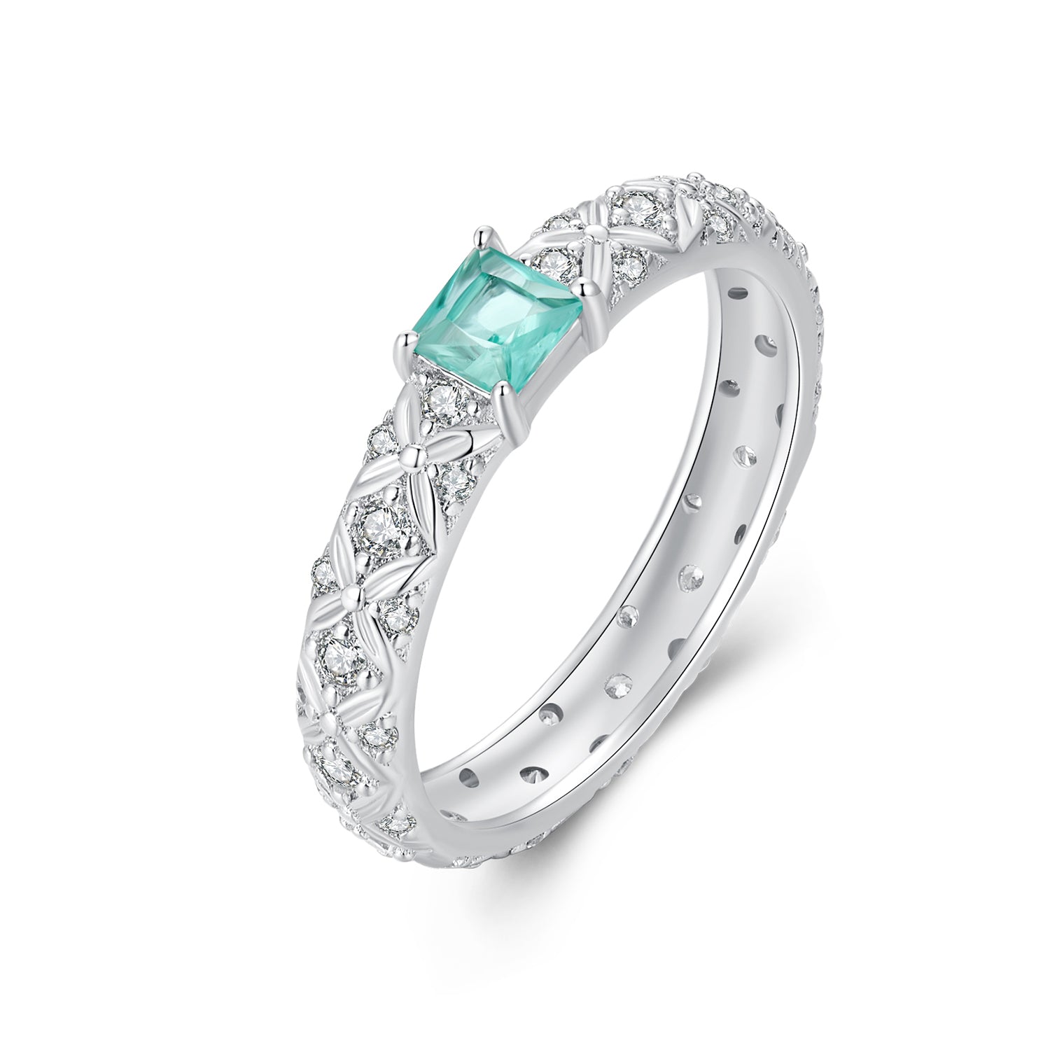 925 Sterling Silver Pavé Set CZ Ring in Size 6 for Women DestGlow