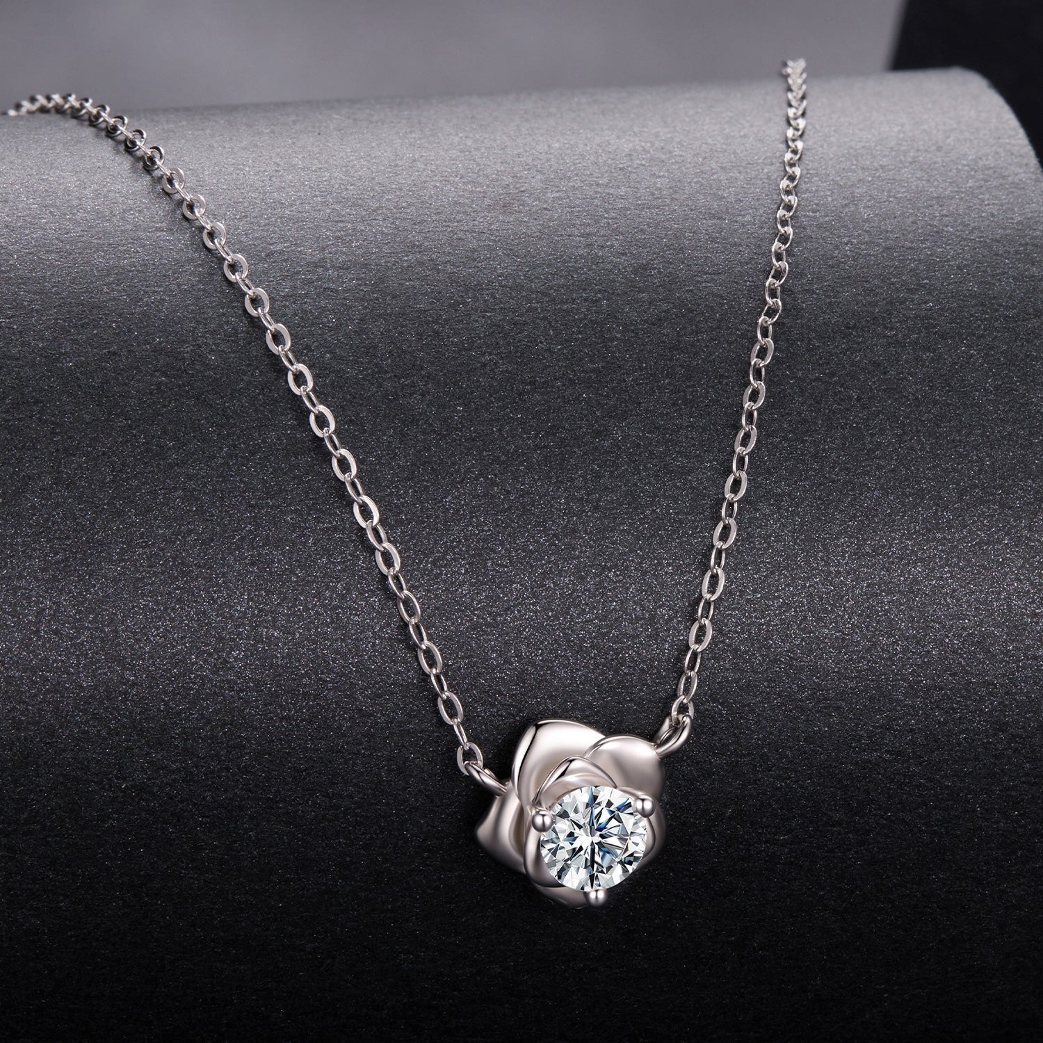 925 Sterling Silver Moissanite 0.5 Carat White Gold Plated Necklace for Women DestGlow