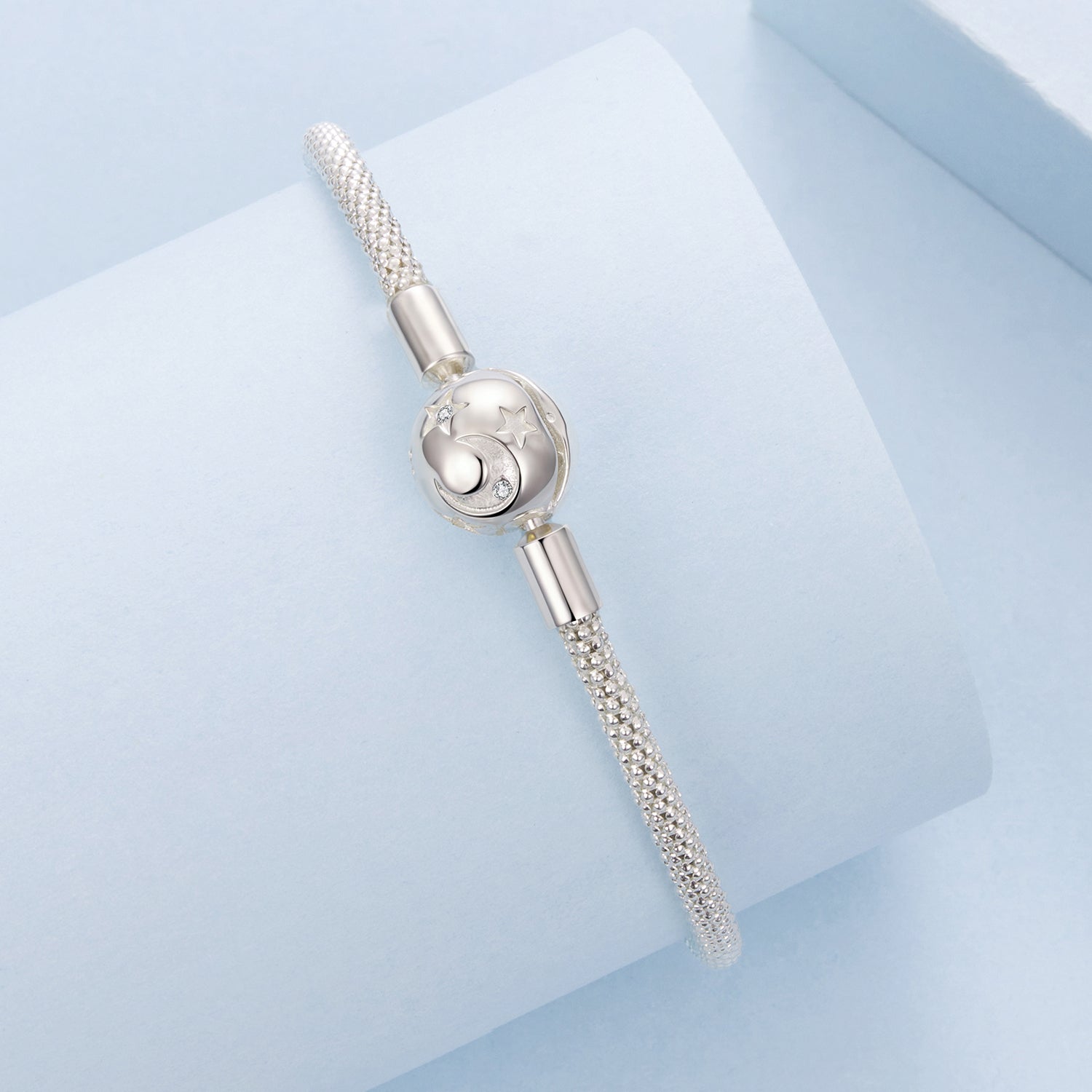 925 Sterling Silver CZ Pavé Setting Bracelet, Size 17.0 for Women DestGlow