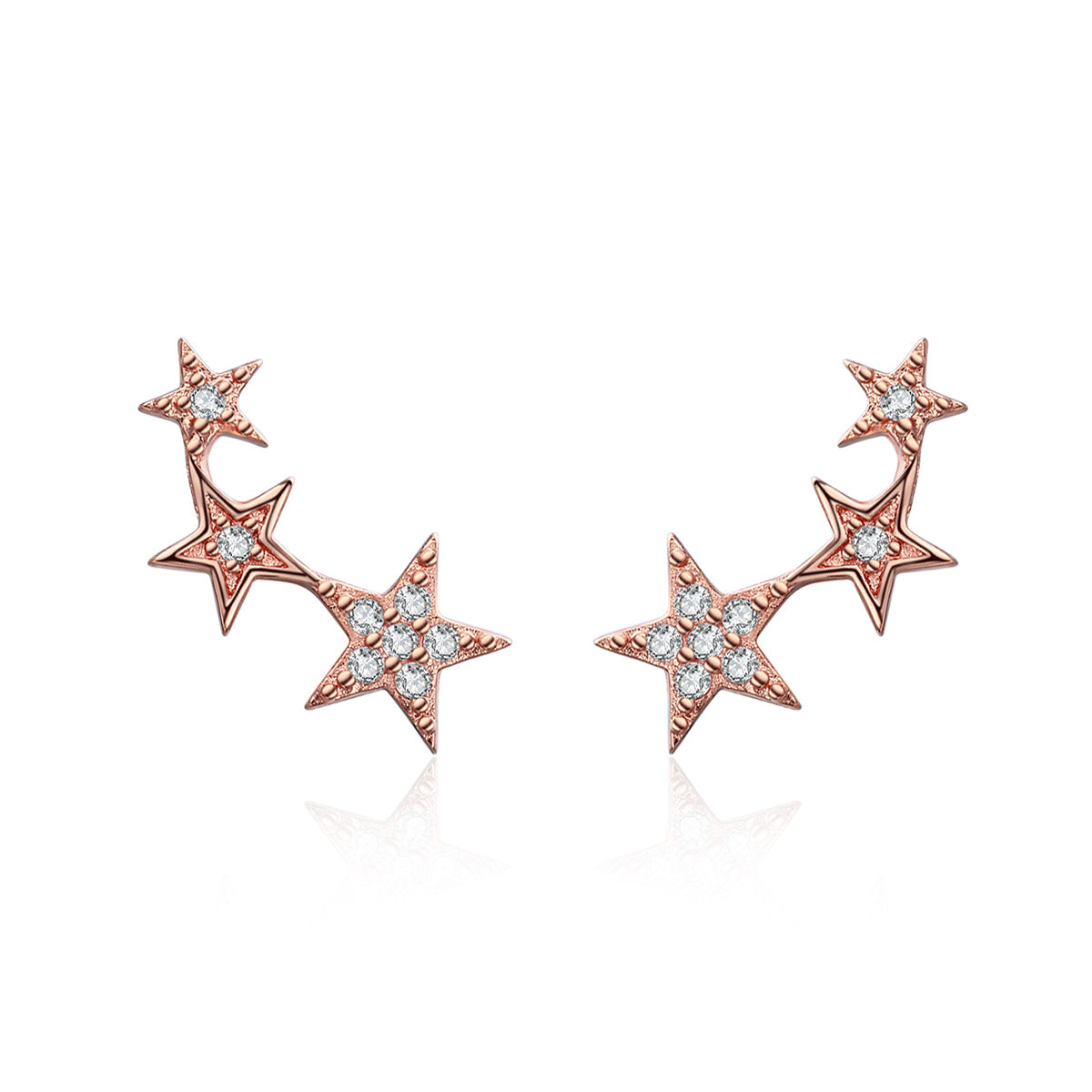 925 Sterling Silver Plated Rose Gold Pavé Setting CZ Earrings for Women DestGlow