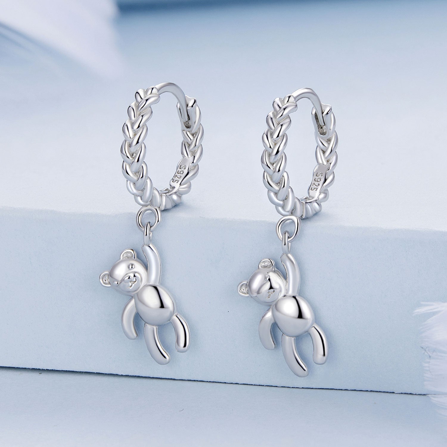 925 Sterling Silver Plated Platinum Earrings DestGlow