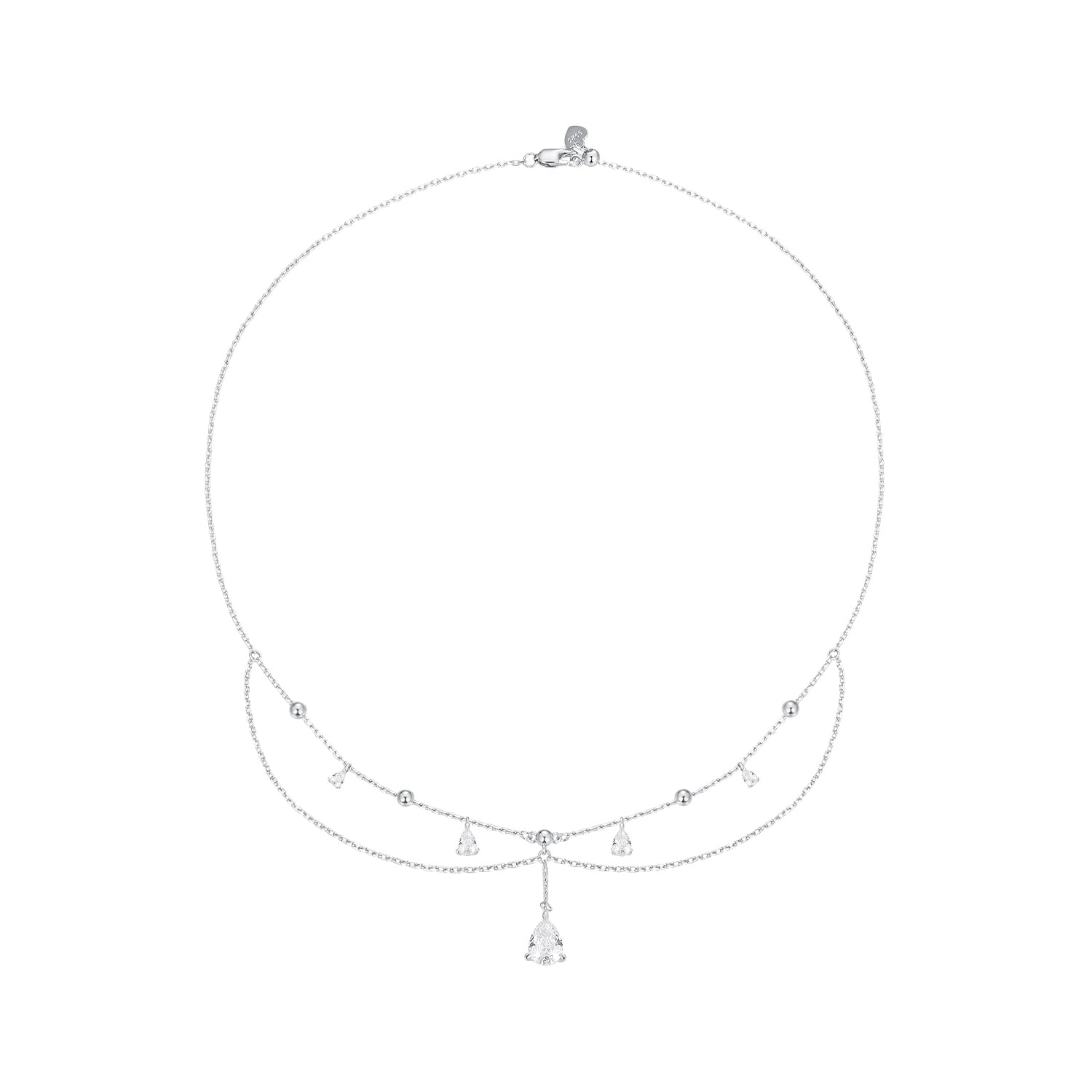 925 Sterling Silver 400mm CZ Pavé Setting Necklace for Women DestGlow