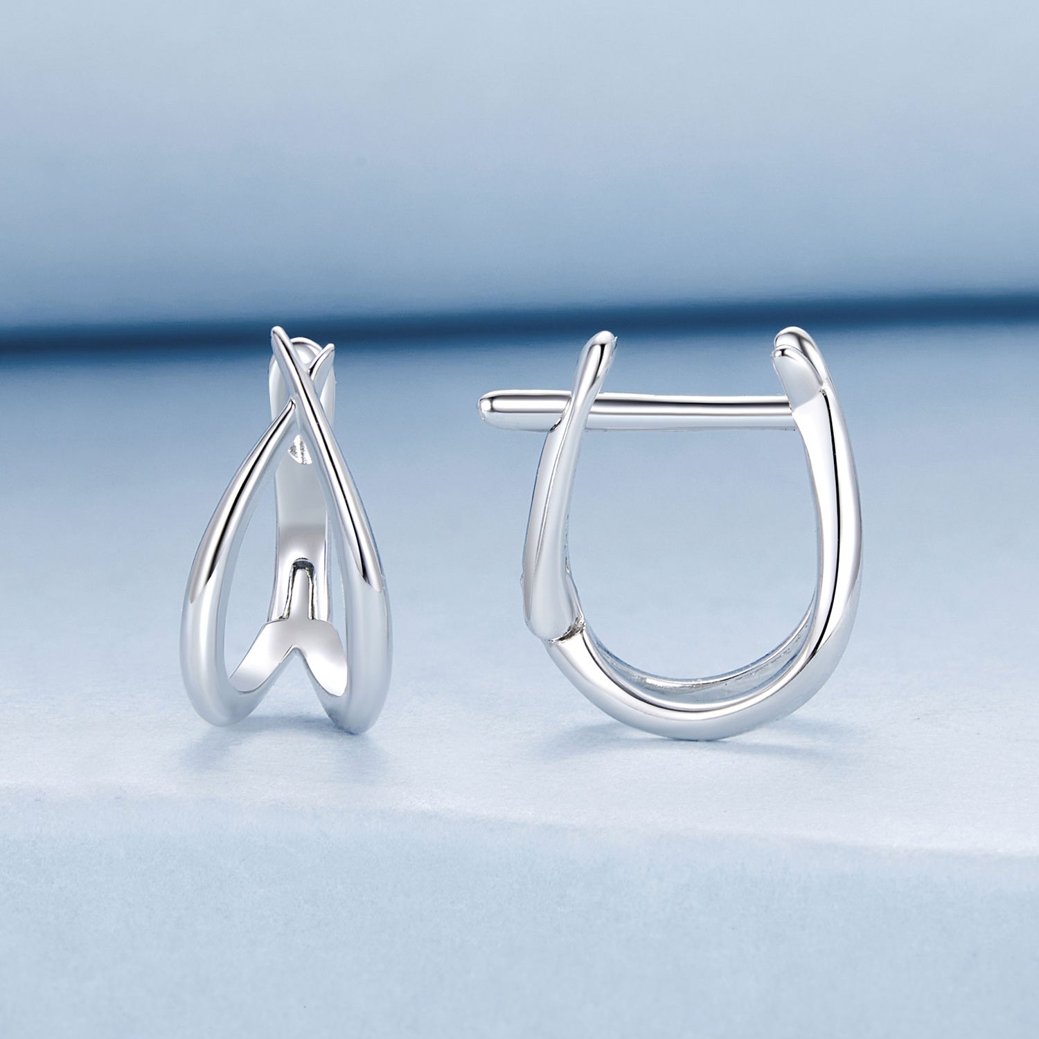 925 Sterling Silver Earrings 1.2x0.6cm with White Gold Plating for Women DestGlow