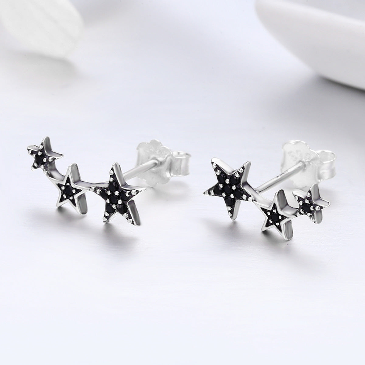 S925 Oxidized Silver Pavé CZ Earrings for Women DestGlow