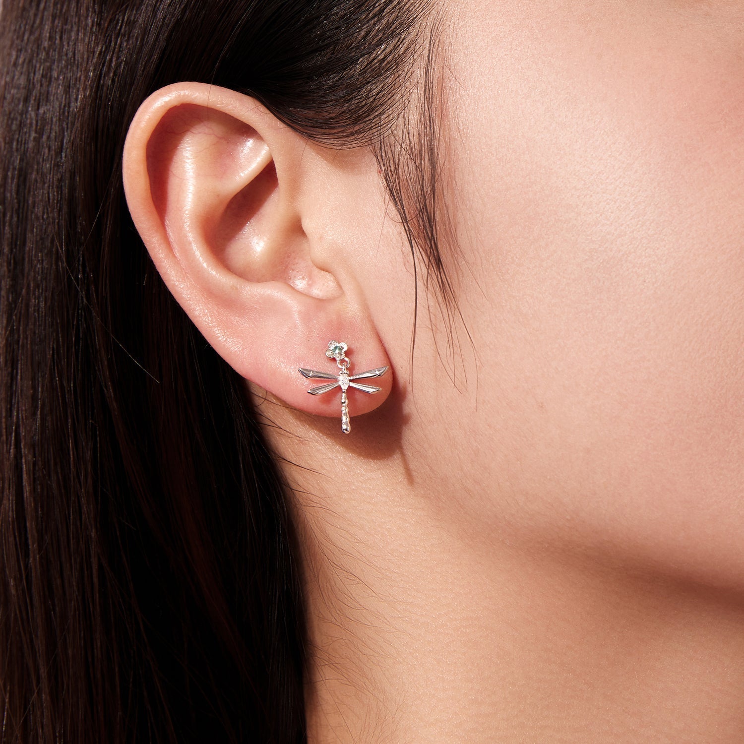 925 Sterling Silver Earrings with Pavé Setting CZ and Transparent Glass DestGlow