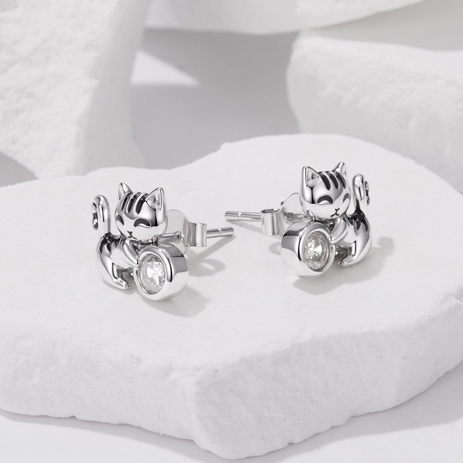 925 Sterling Silver Brass White Gold Plated Earrings with CZ for Women DestGlow