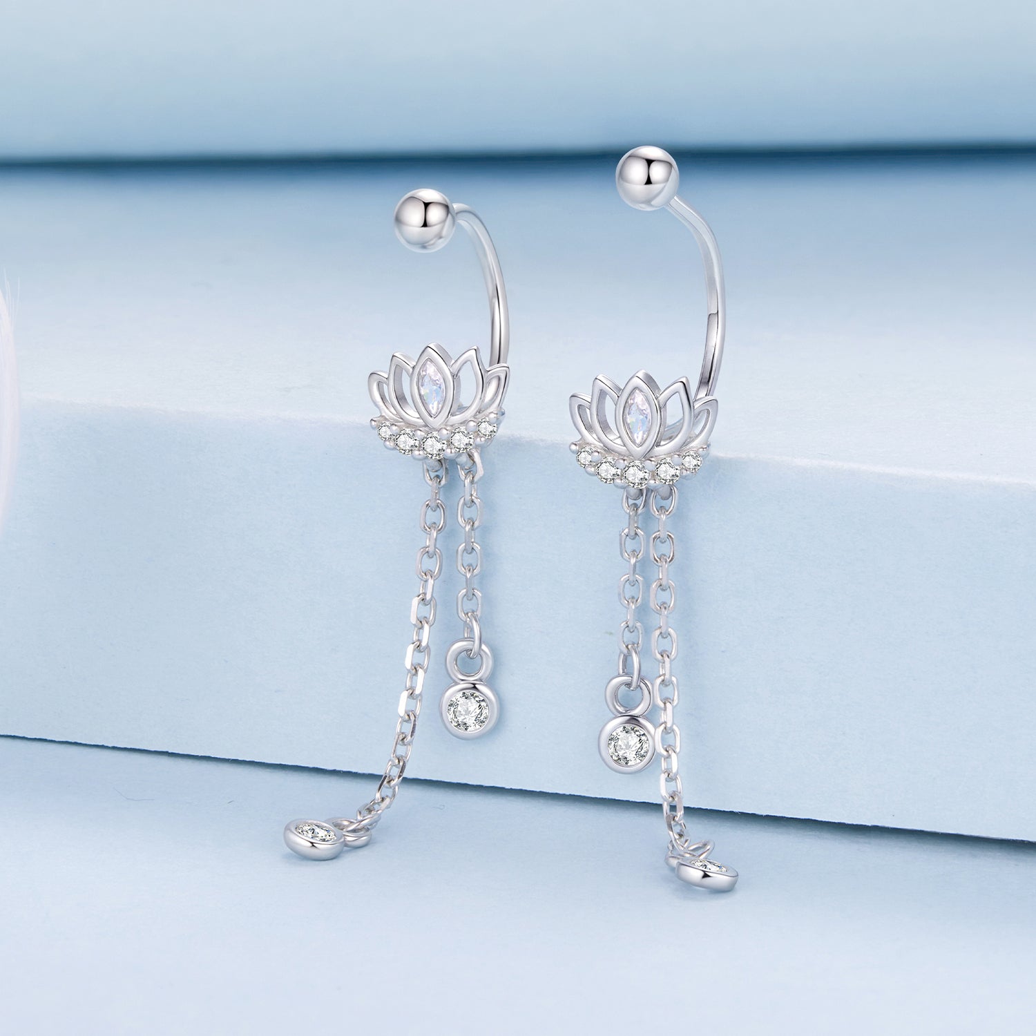 925 Sterling Silver Earrings with Pavé CZ in White Gold Plating - 3.1 x 0.7 cm for Women DestGlow