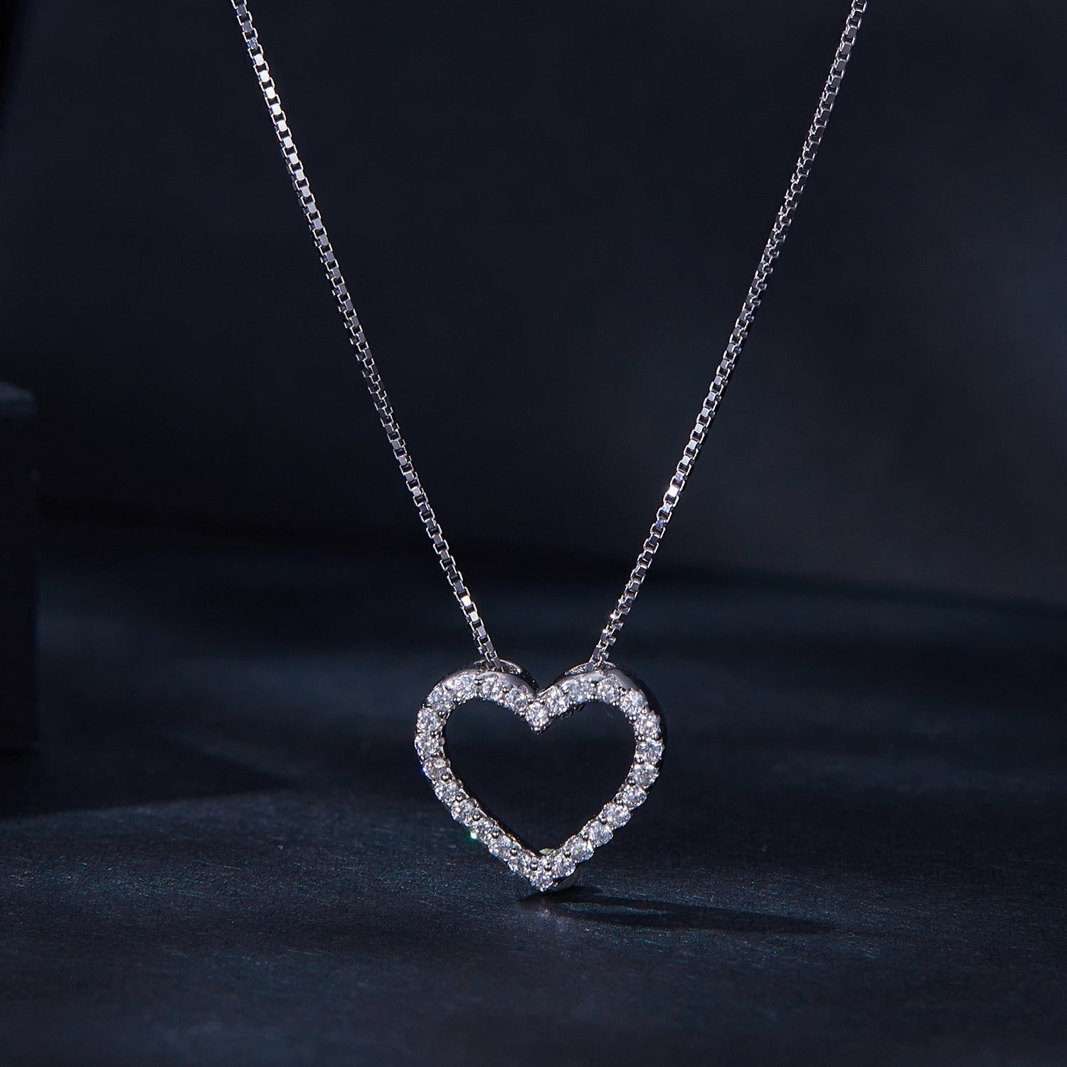 S925 Sterling Silver Necklace with Moissanite, 400mm + 50mm, Platinum Plated, Women DestGlow