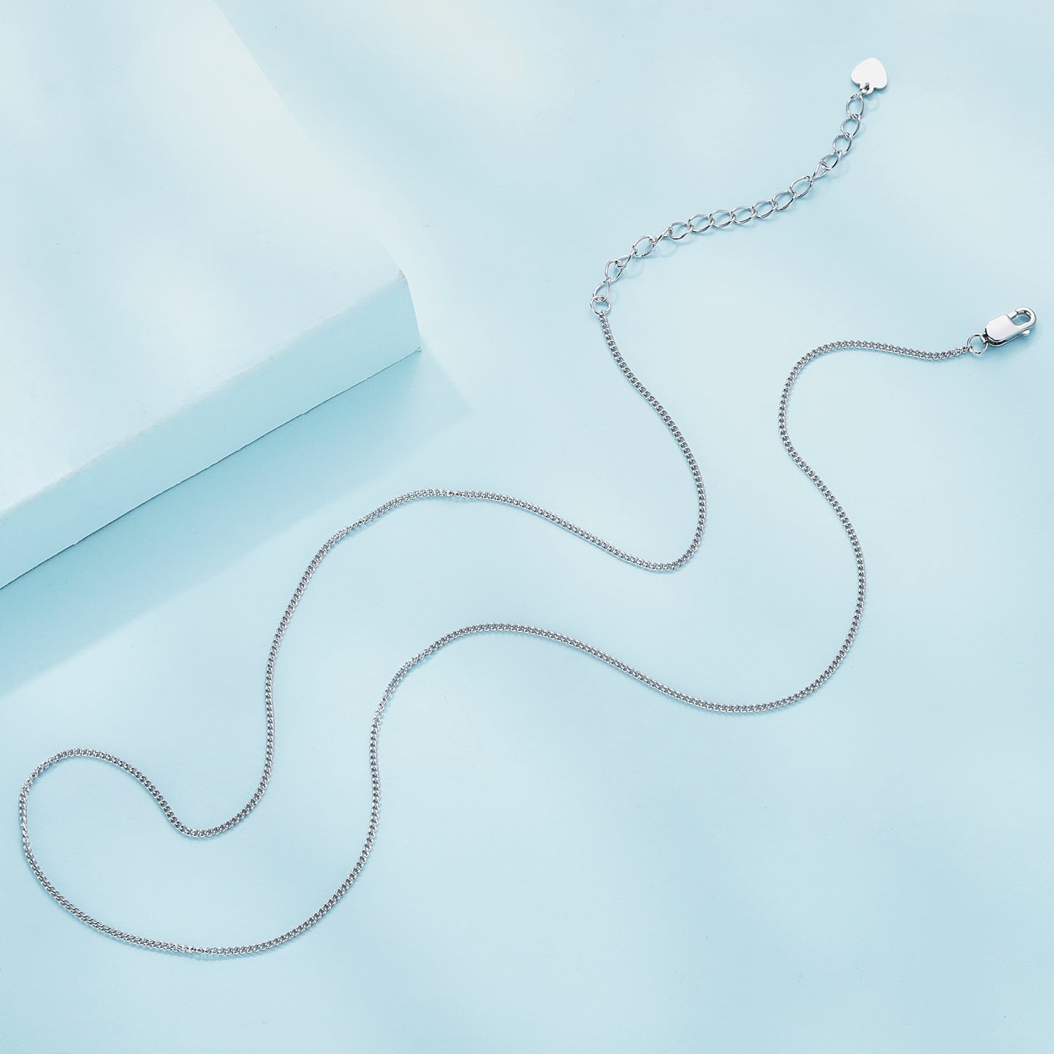 925 Sterling Silver 45S Platinum Plated Necklace for Women - 400mm Length, 0.8mm Thickness DestGlow
