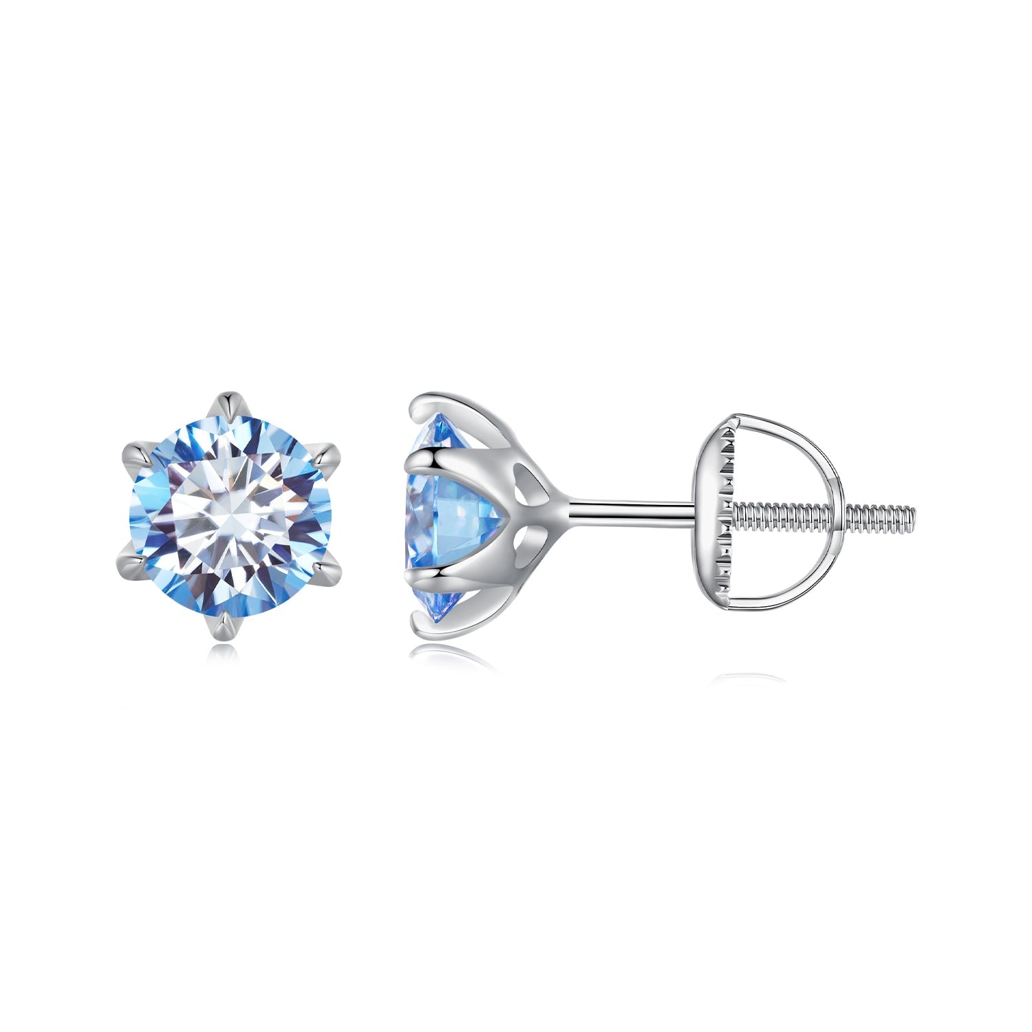 925 Sterling Silver Moissanite 1.00 Carat Earrings Size 7.0mm for Women DestGlow