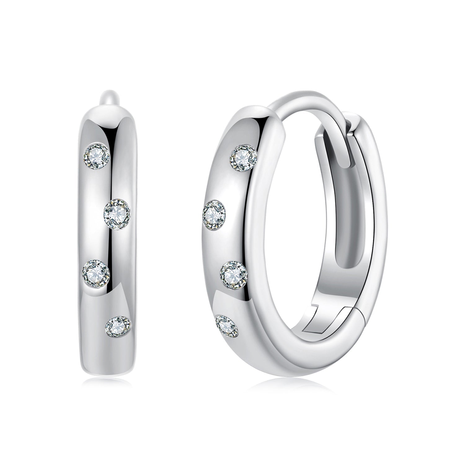 925 Sterling Silver Moissanite Earrings for Women - White Gold Plated DestGlow