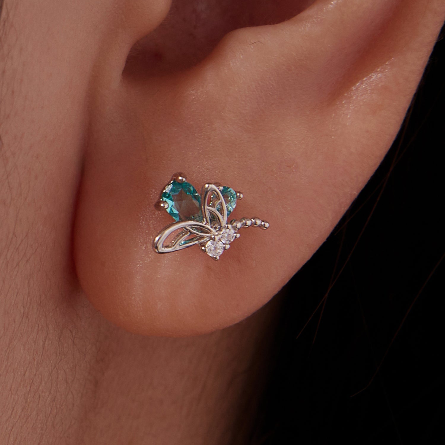 925 Sterling Silver White Gold Plated 1.0x0.7cm CZ Earrings for Women DestGlow