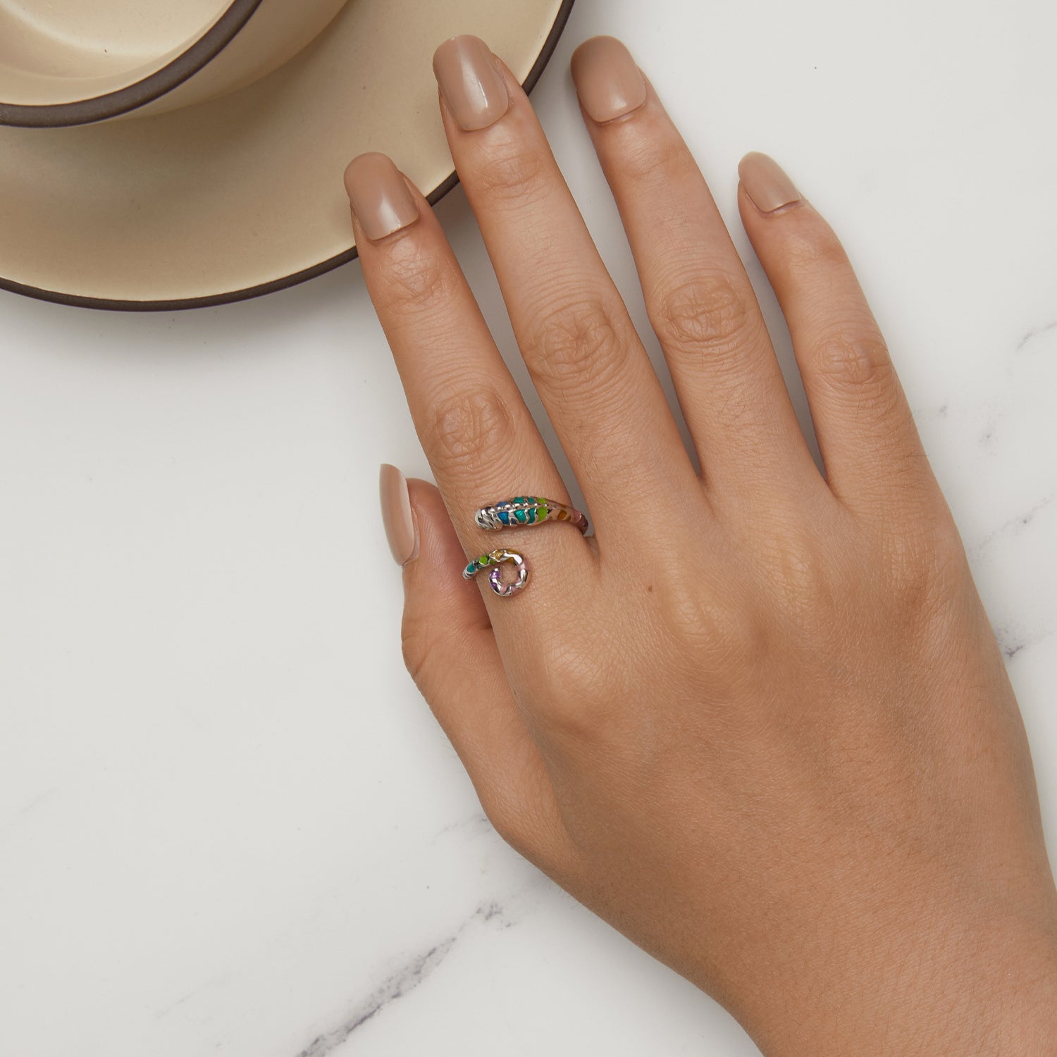 925 Sterling Silver Enamel Process Pavé Setting CZ Ring for Women DestGlow