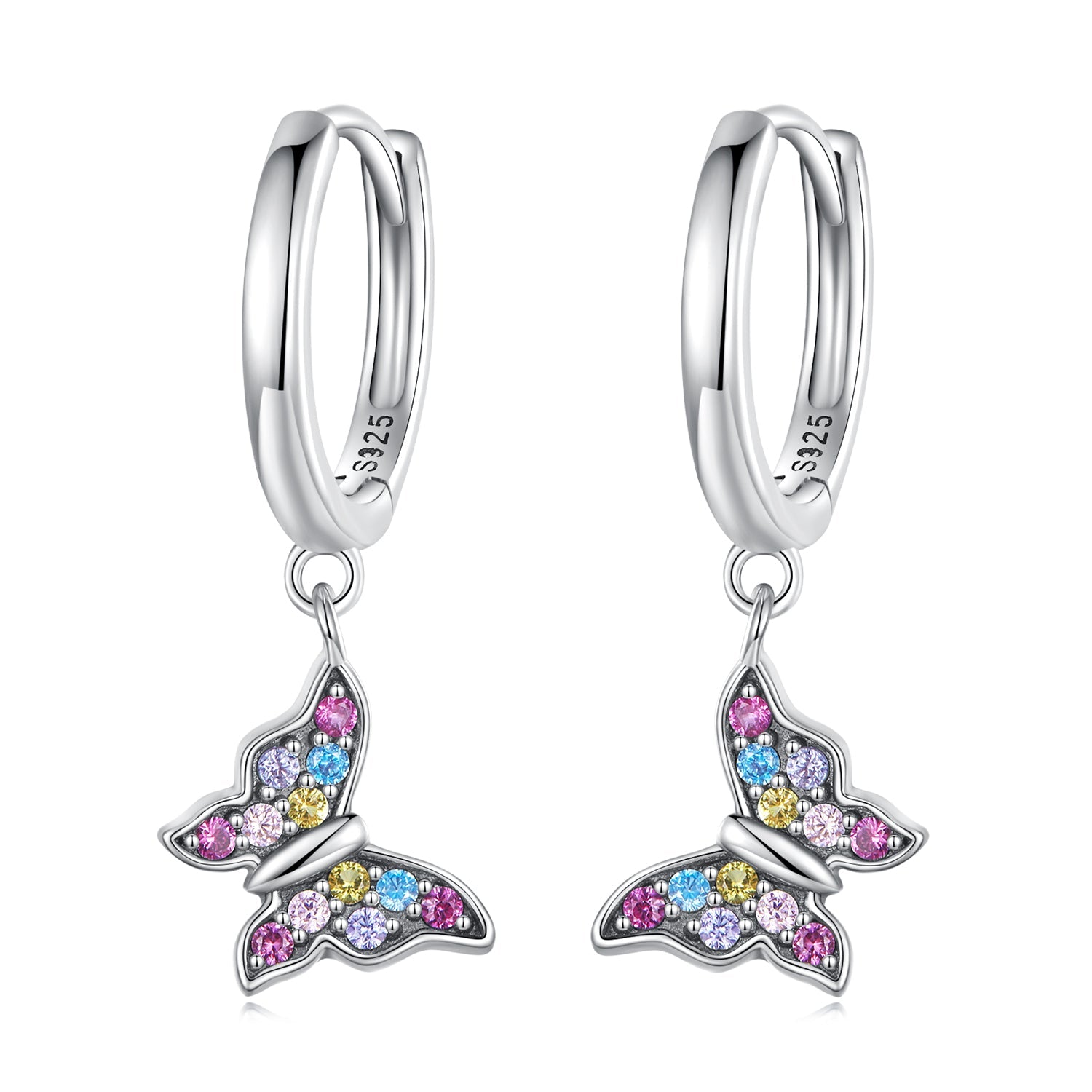 925 Sterling Silver Earrings with Pavé Setting CZ, 2.3*0.95cm, for Women DestGlow
