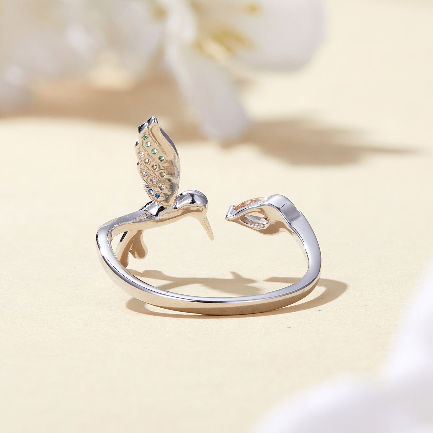 925 Sterling Silver Enamel Pavé Setting Ring for Women DestGlow