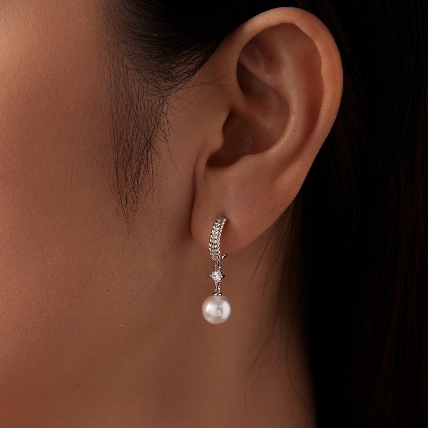 925 Sterling Silver Moissanite and Synthetic Pearl Earrings for Women DestGlow