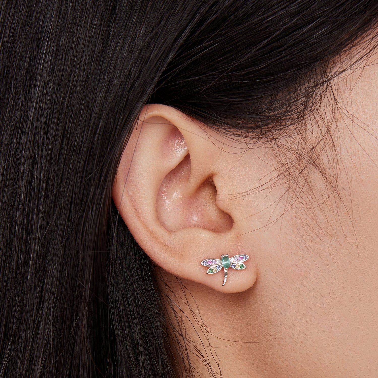 925 Sterling Silver Earrings with Pavé CZ and Transparent Glass DestGlow