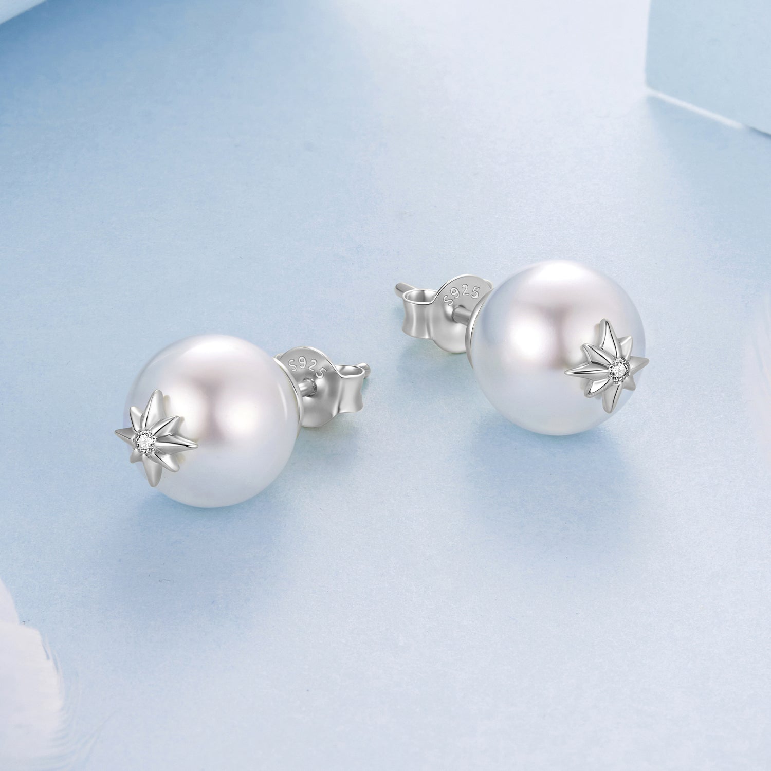 925 Sterling Silver Earrings with CZ and Synthetic Pearl for Women DestGlow