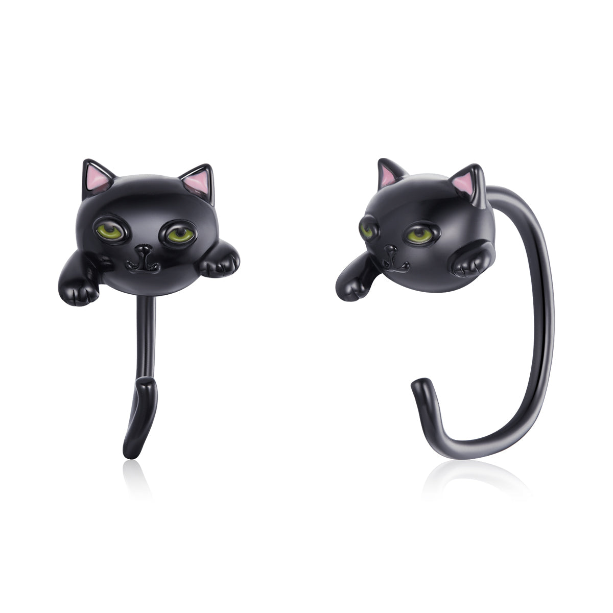 925 Sterling Silver Earrings with Black Gold Enamel for Women DestGlow