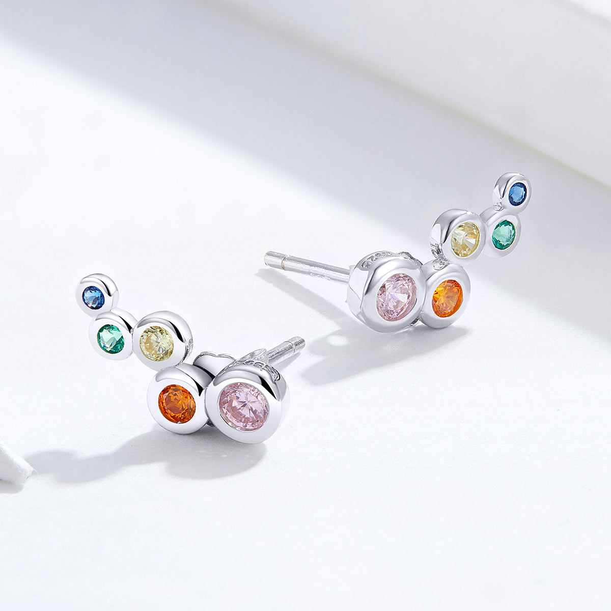 925 Sterling Silver Earrings with Pavé Setting CZ, 0.5x1.2 cm for Women DestGlow