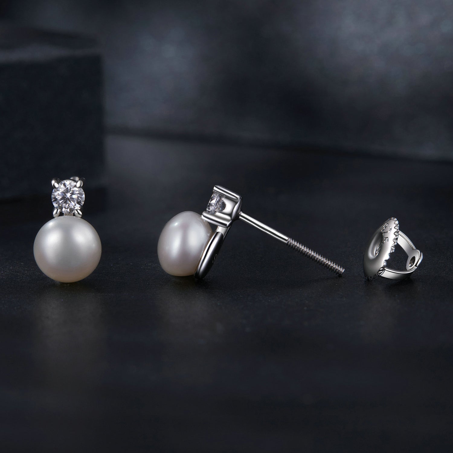 925 Sterling Silver Moissanite 0.1ct Freshwater Pearl Earrings for Women DestGlow