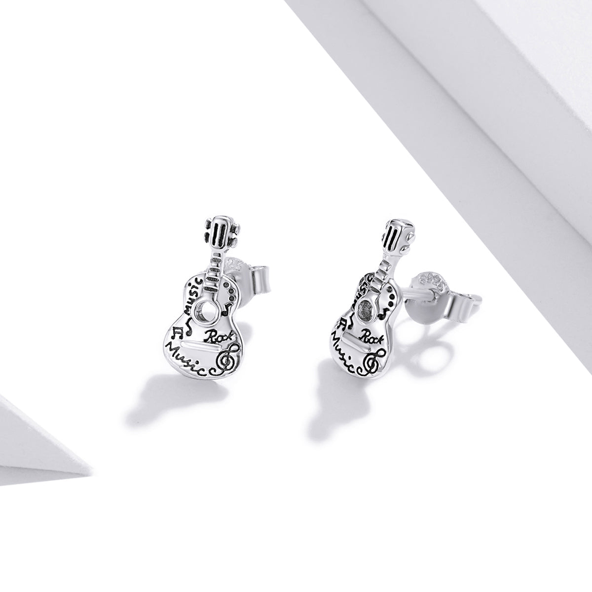 925 Sterling Silver & Oxidized Silver Earrings for Women - 1.3*0.6cm DestGlow