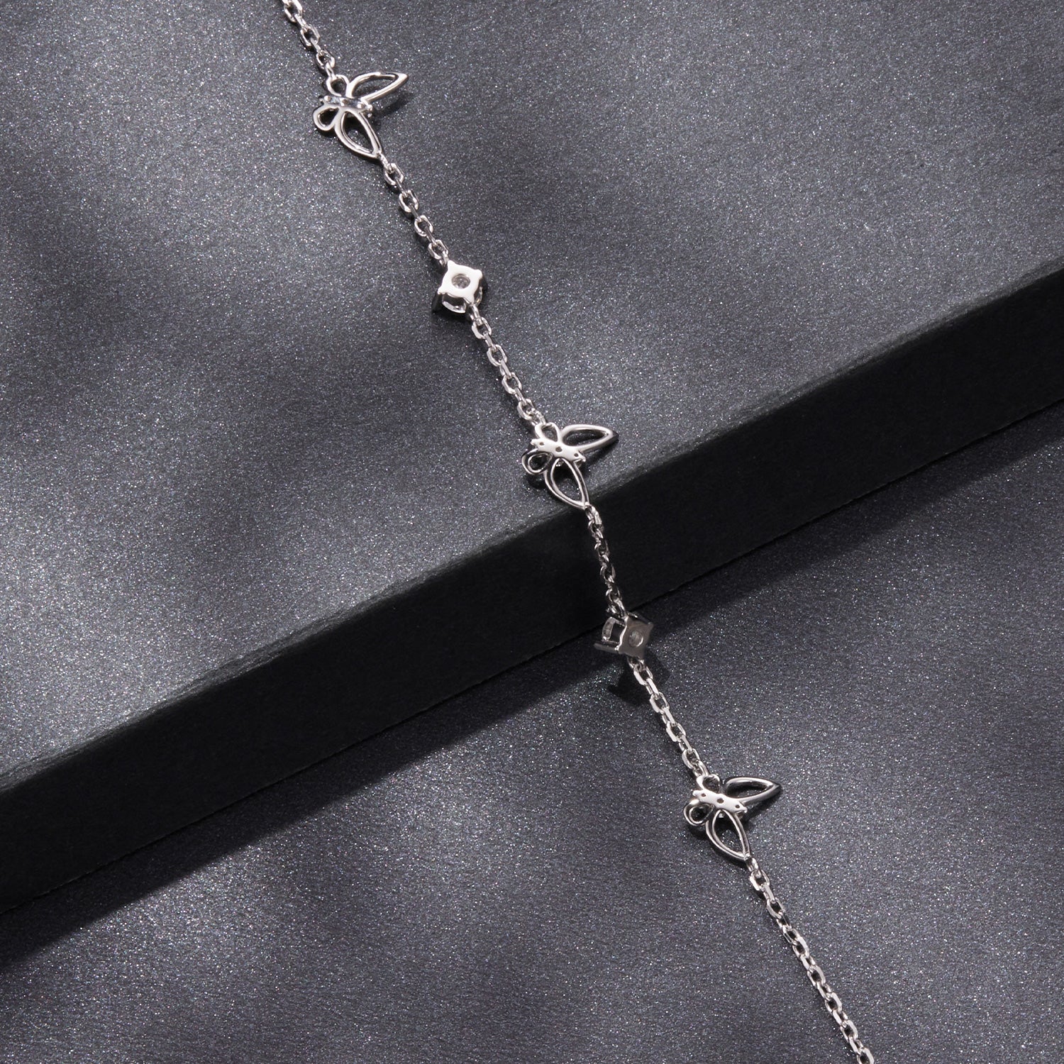 925 Sterling Silver White Gold Plated Bracelet with Moissanite, 15+6cm, for Women DestGlow