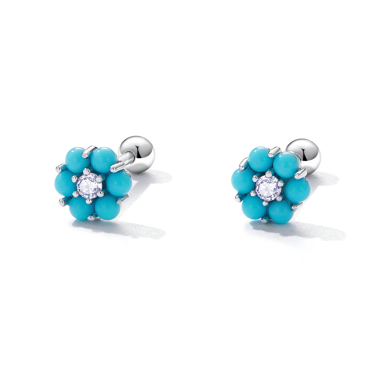 925 Sterling Silver Turquoise Pavé Setting CZ Earrings for Women DestGlow