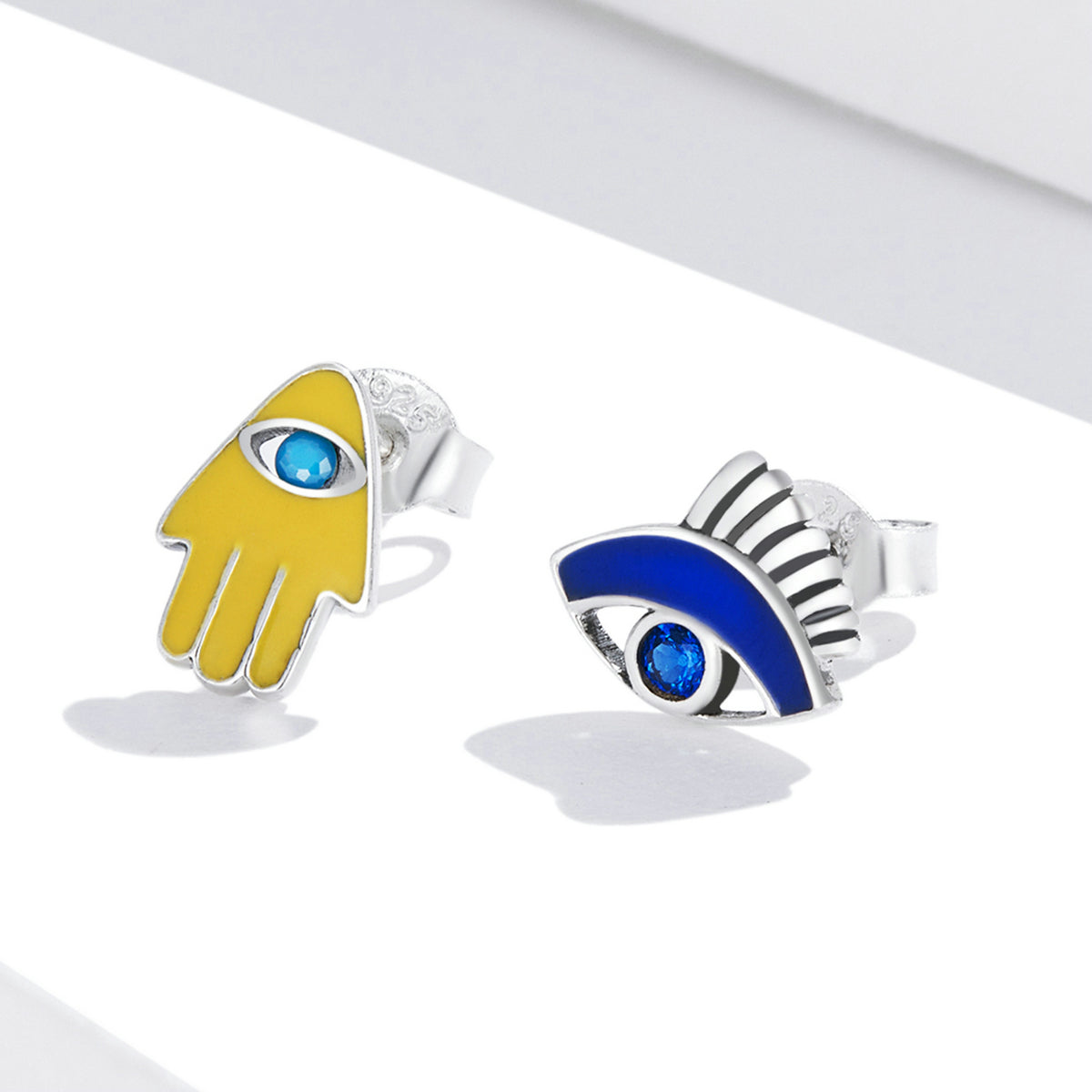 S925 Sterling Silver Enamel Pavé Set CZ Earrings DestGlow