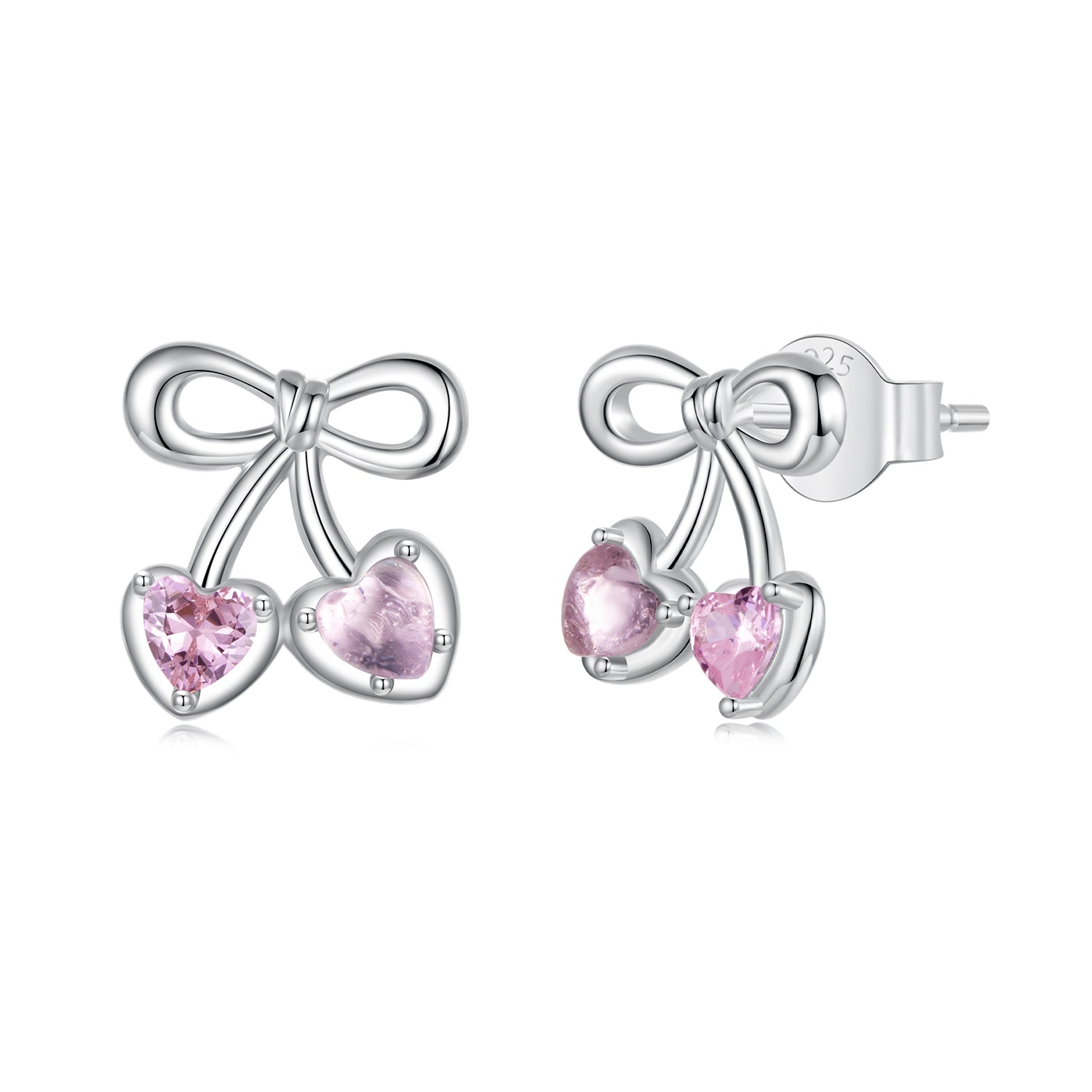 925 Sterling Silver Earrings with Pavé Setting CZ and Transparent Glass for Women DestGlow