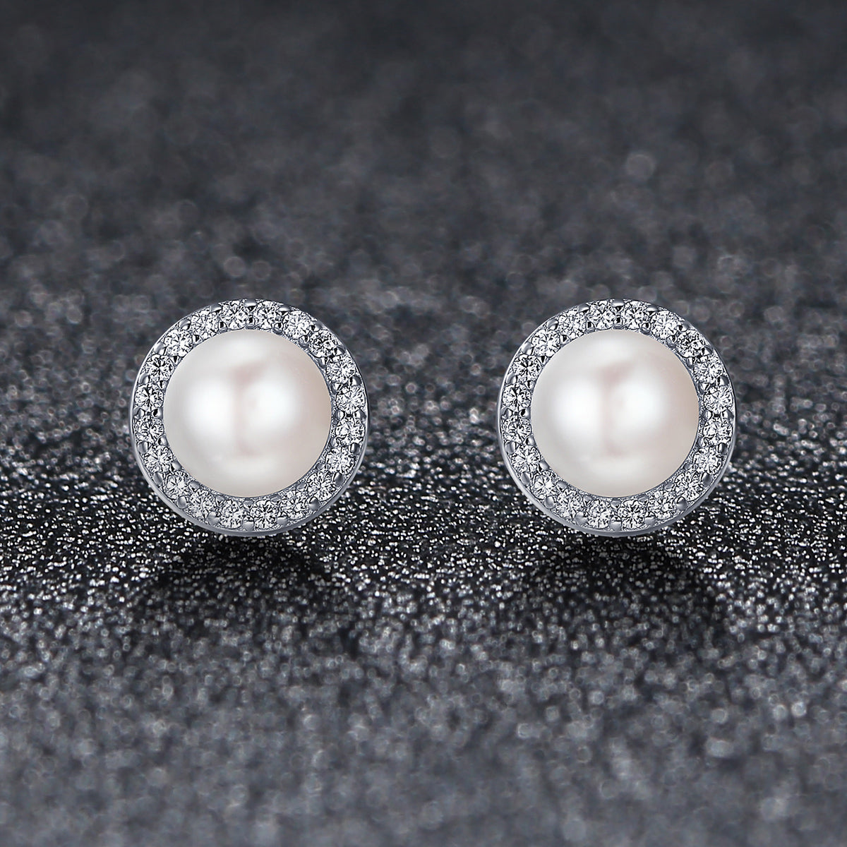 925 Sterling Silver Freshwater Pearl Earrings with CZ for Women