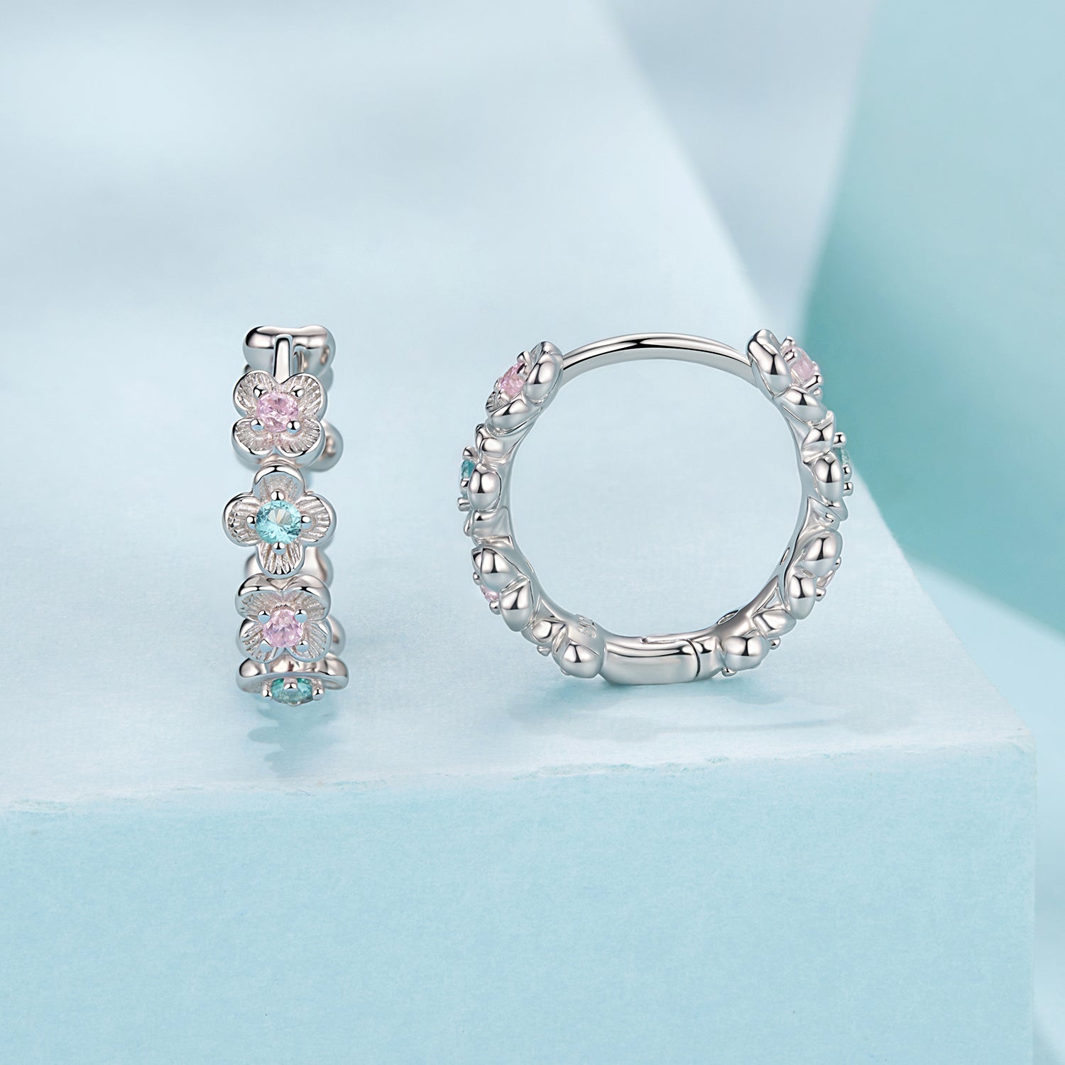 925 Sterling Silver Earrings with CZ and White Gold Plating DestGlow